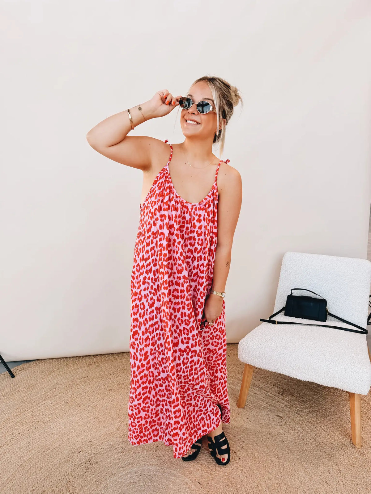 Roos Leopard Jurk Fuchsia
