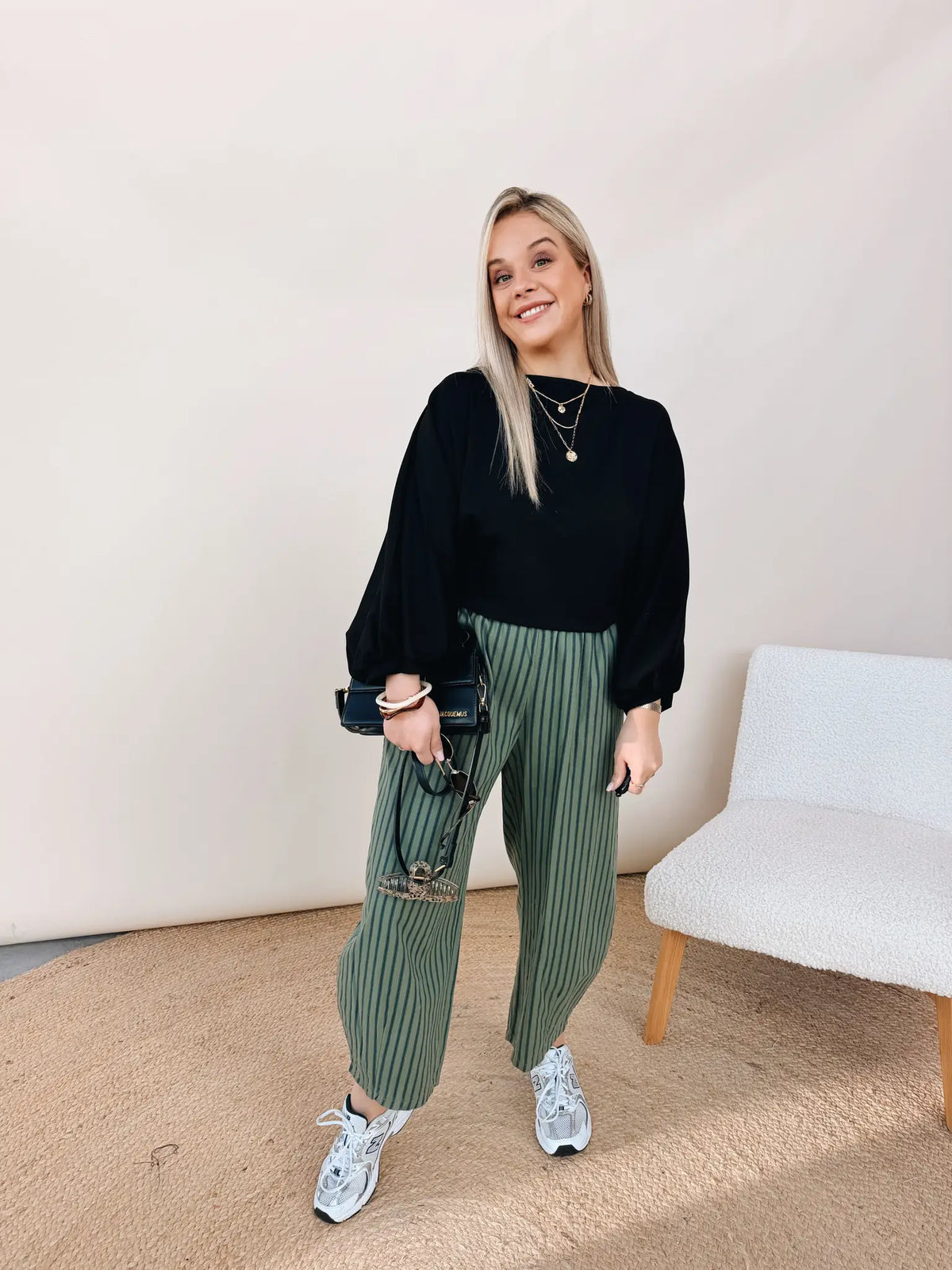 Constance Striped Pantalon Khaki