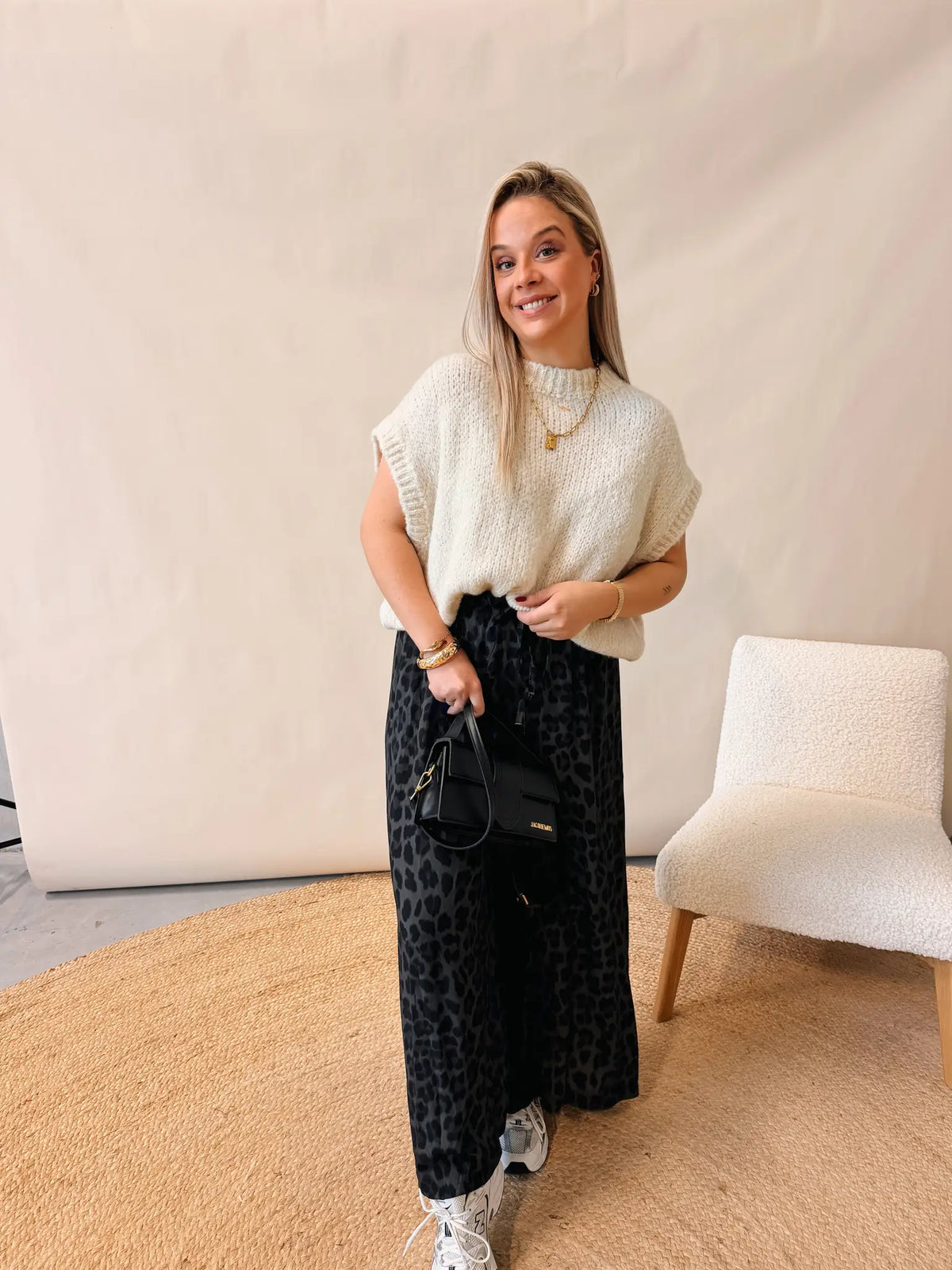 Sezanne Leopard Pantalon Zwart