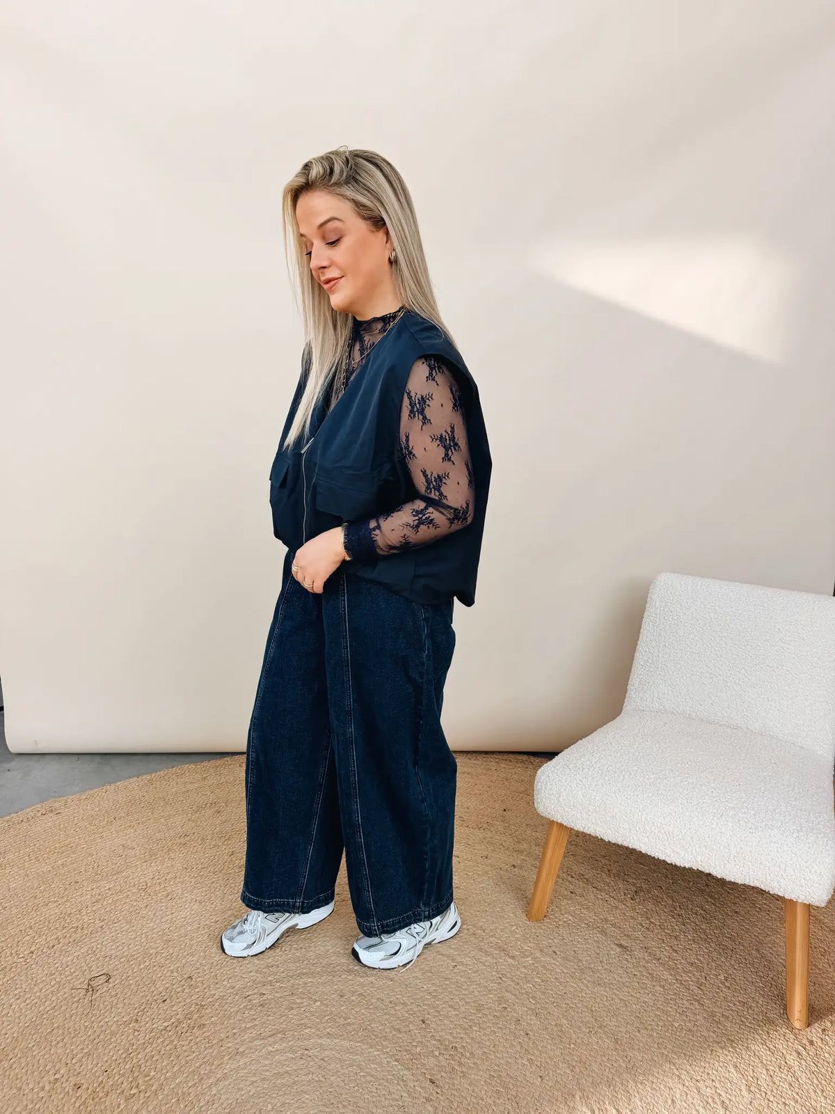 Salomé Lace Top Navy