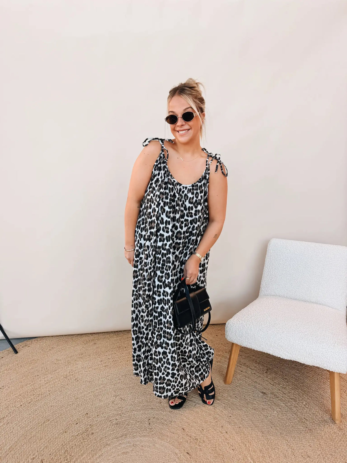 Roos Leopard Jurk Zwart