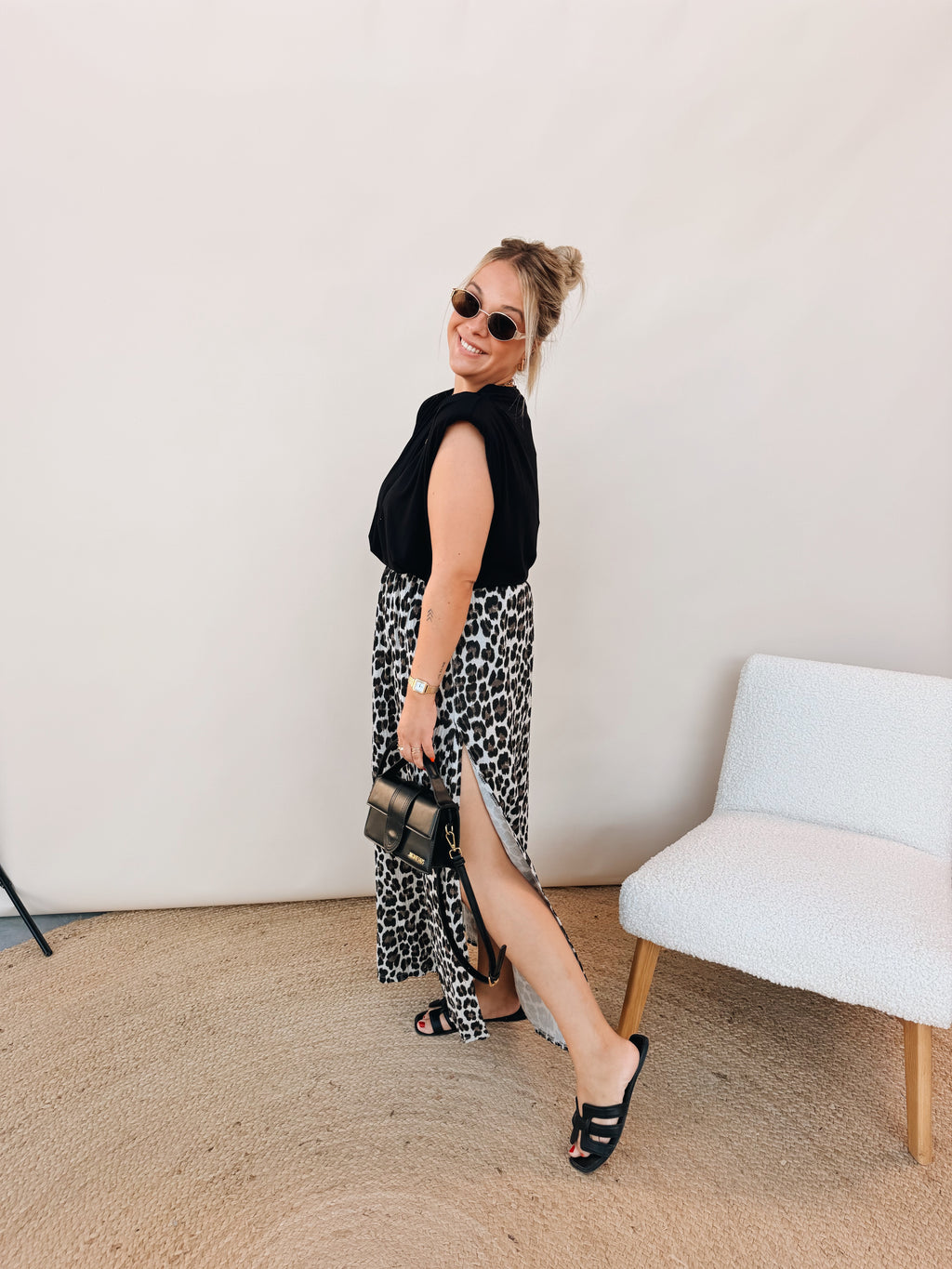 Floor Leopard Rok Zwart