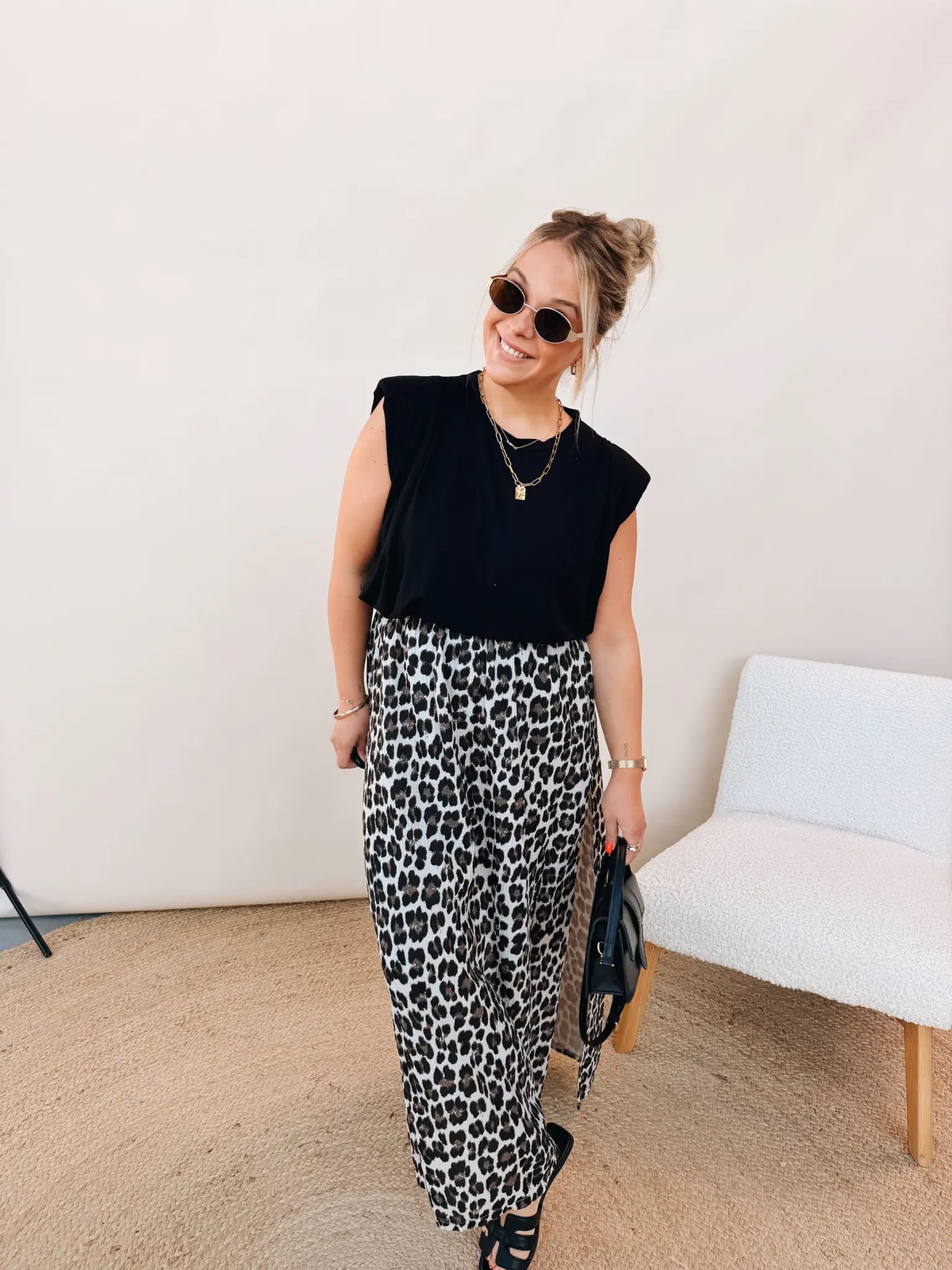 Floor Leopard Rok Zwart