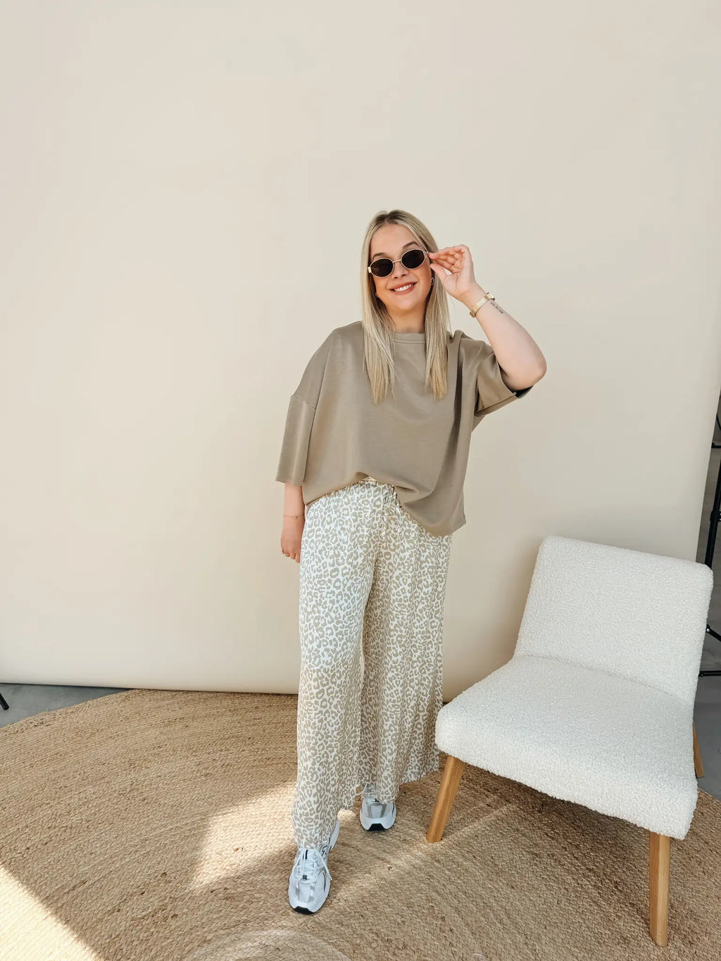 Liliana Leopard Pantalon Beige