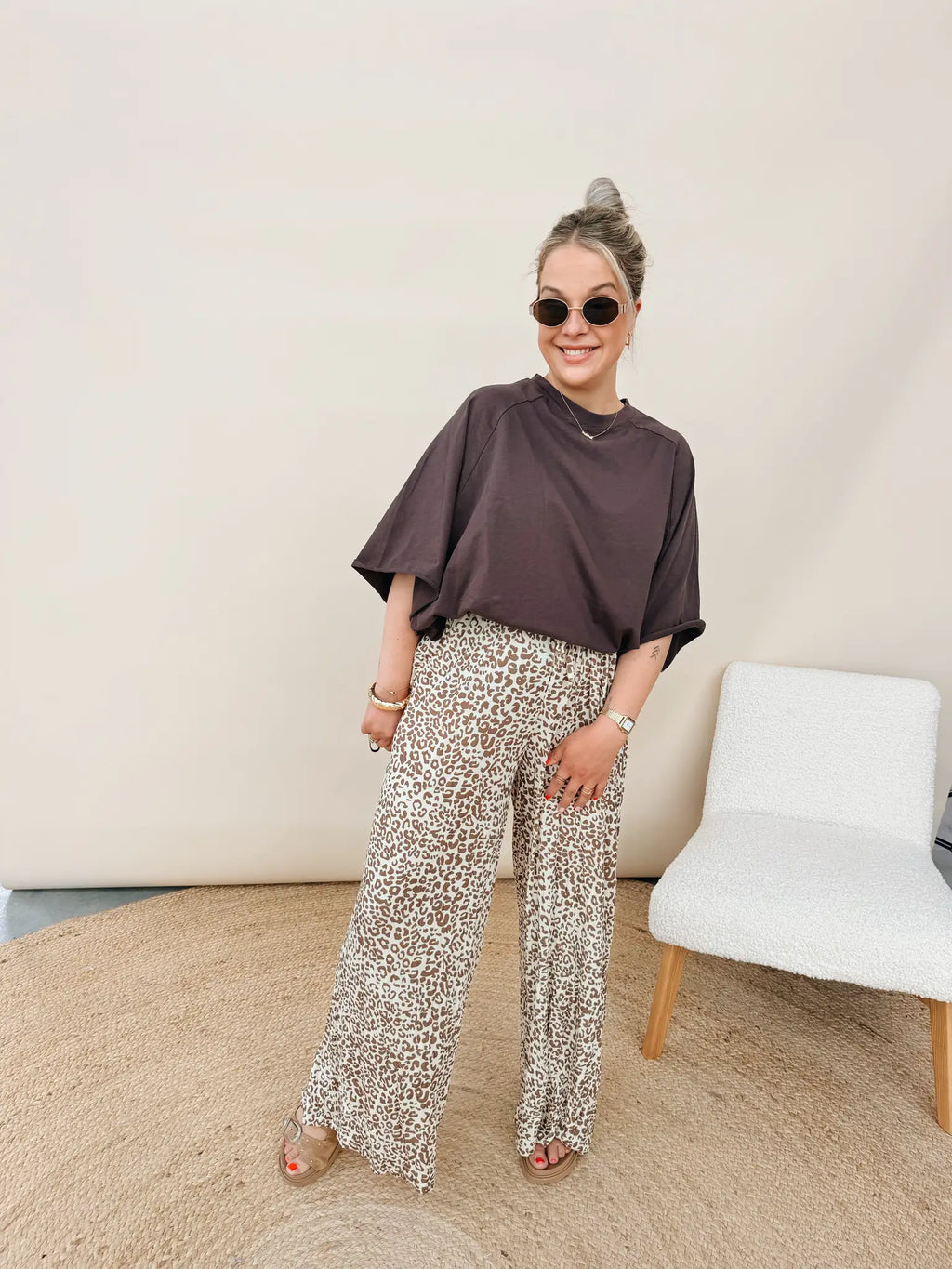 Lizanne Leopard Pantalon Choco