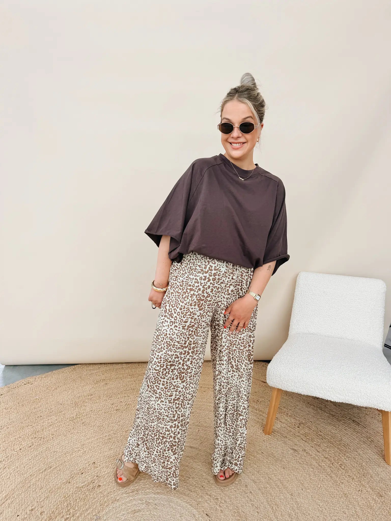 Lizanne Leopard Pantalon Choco