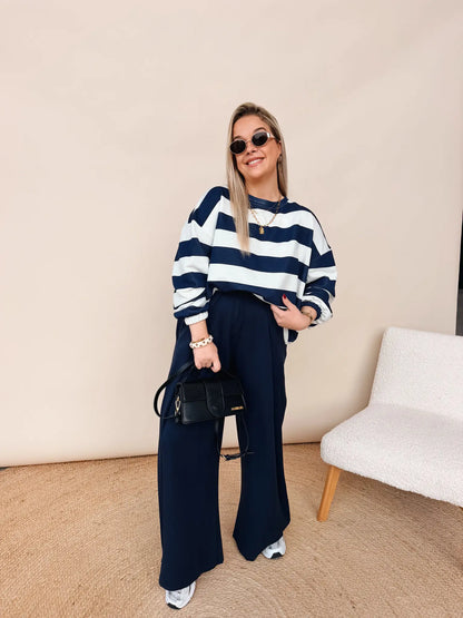 Evelyne Striped Sweatshirt Navy