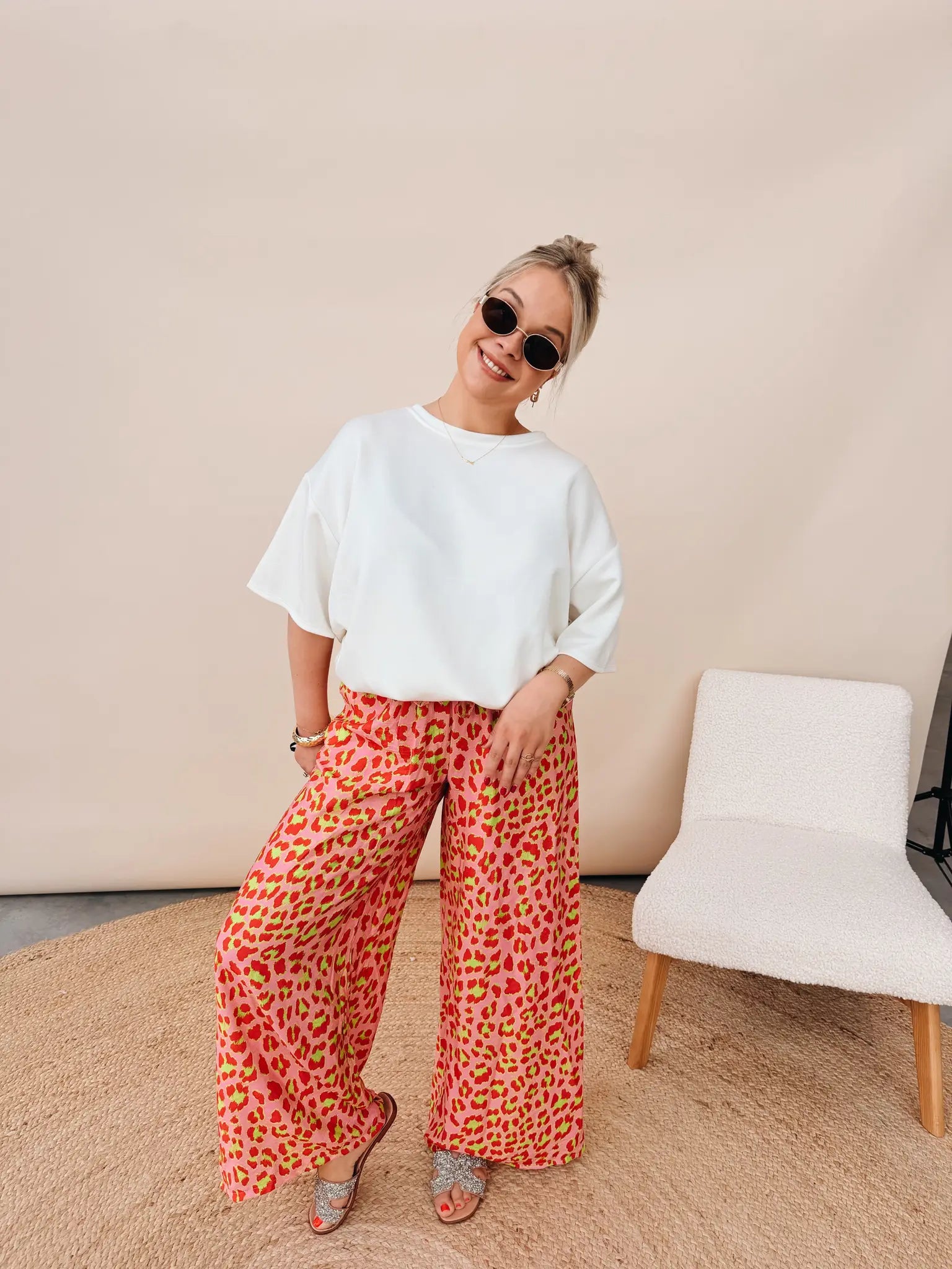 Valerie Leopard Pantalon Rood