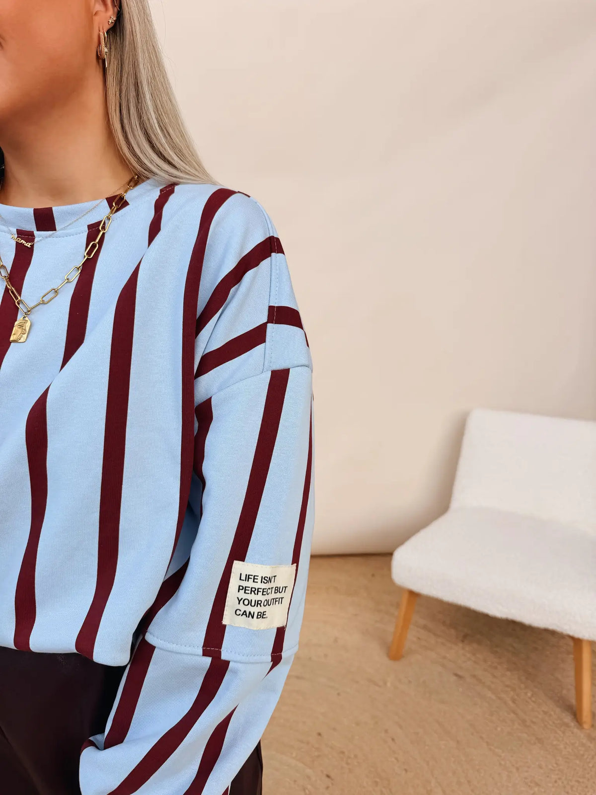 Blanche Sweatshirt Bordeaux/Babyblauw