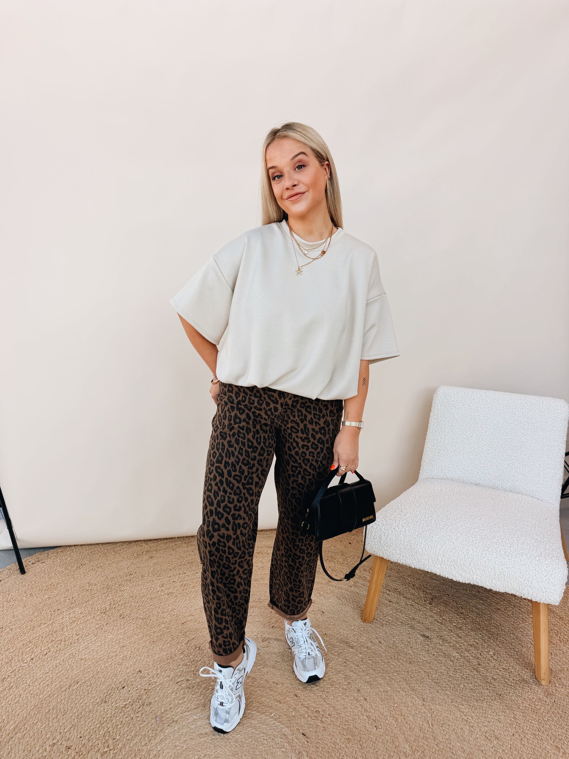 Milae Leopard Cargo Barrel Jeans