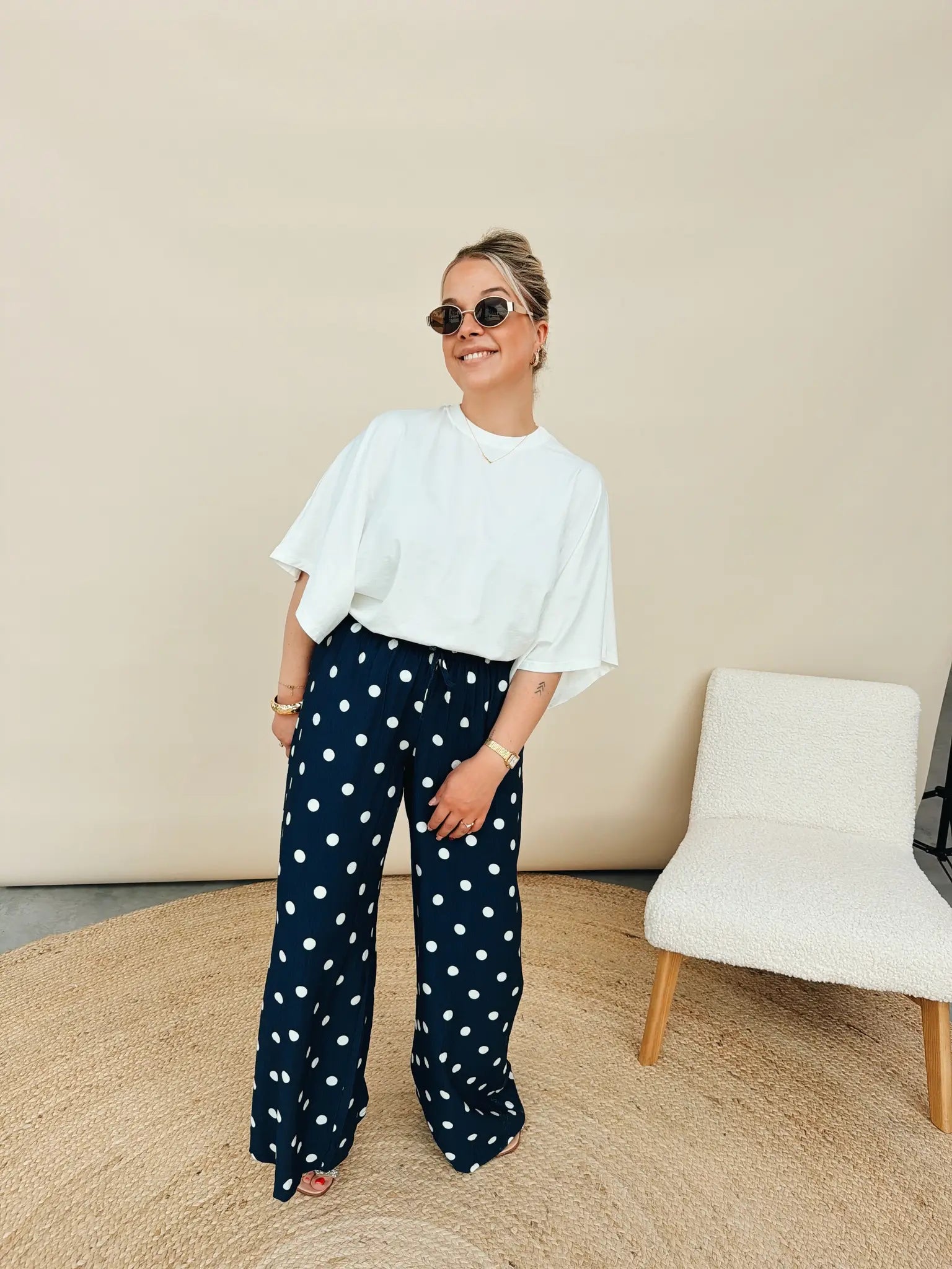 Celeste Dot Pantalon Marineblauw