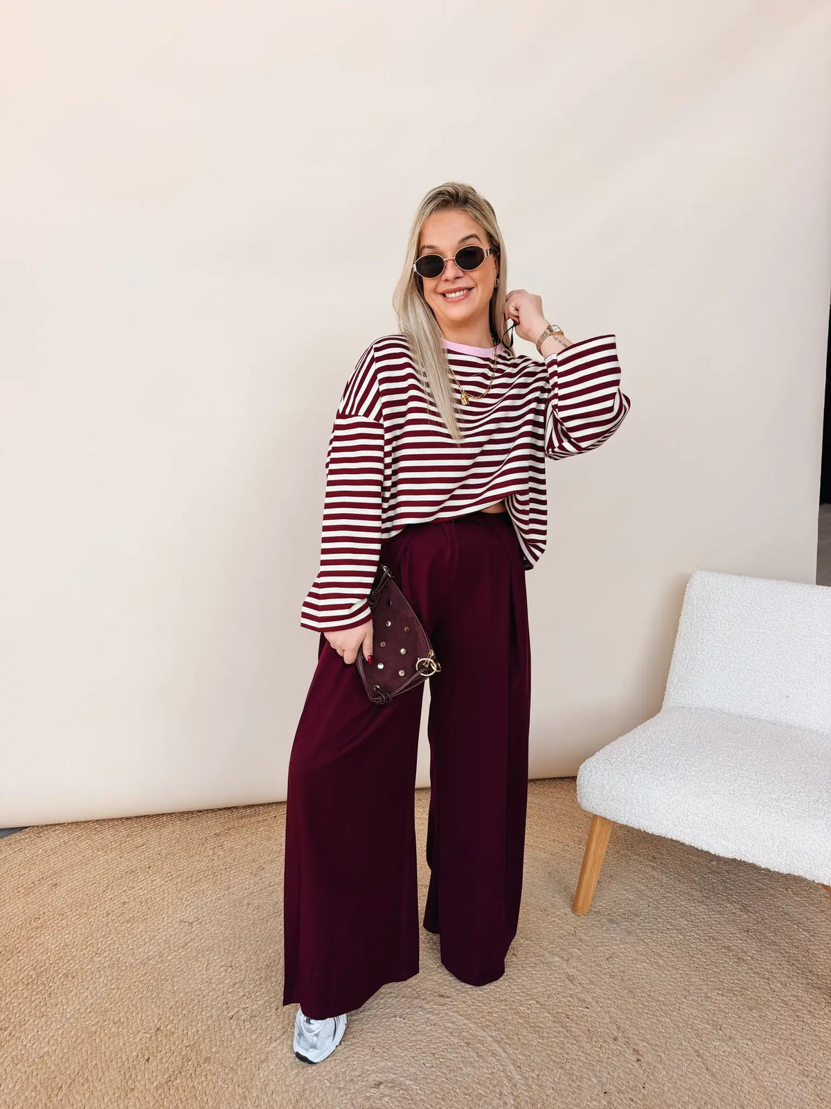 Isabelle Striped Shirt Bordeaux/Roos