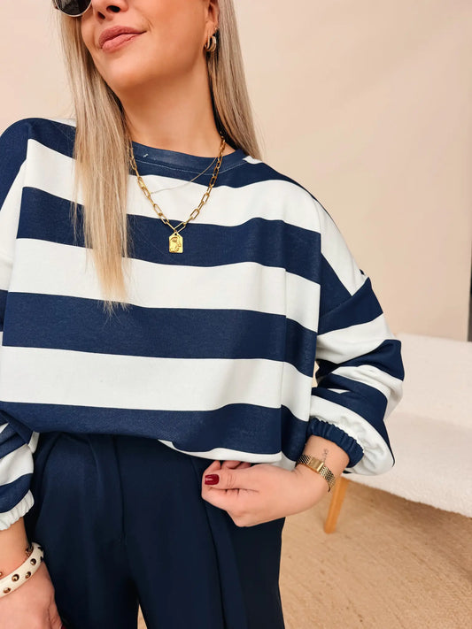 Evelyne Striped Sweatshirt Navy
