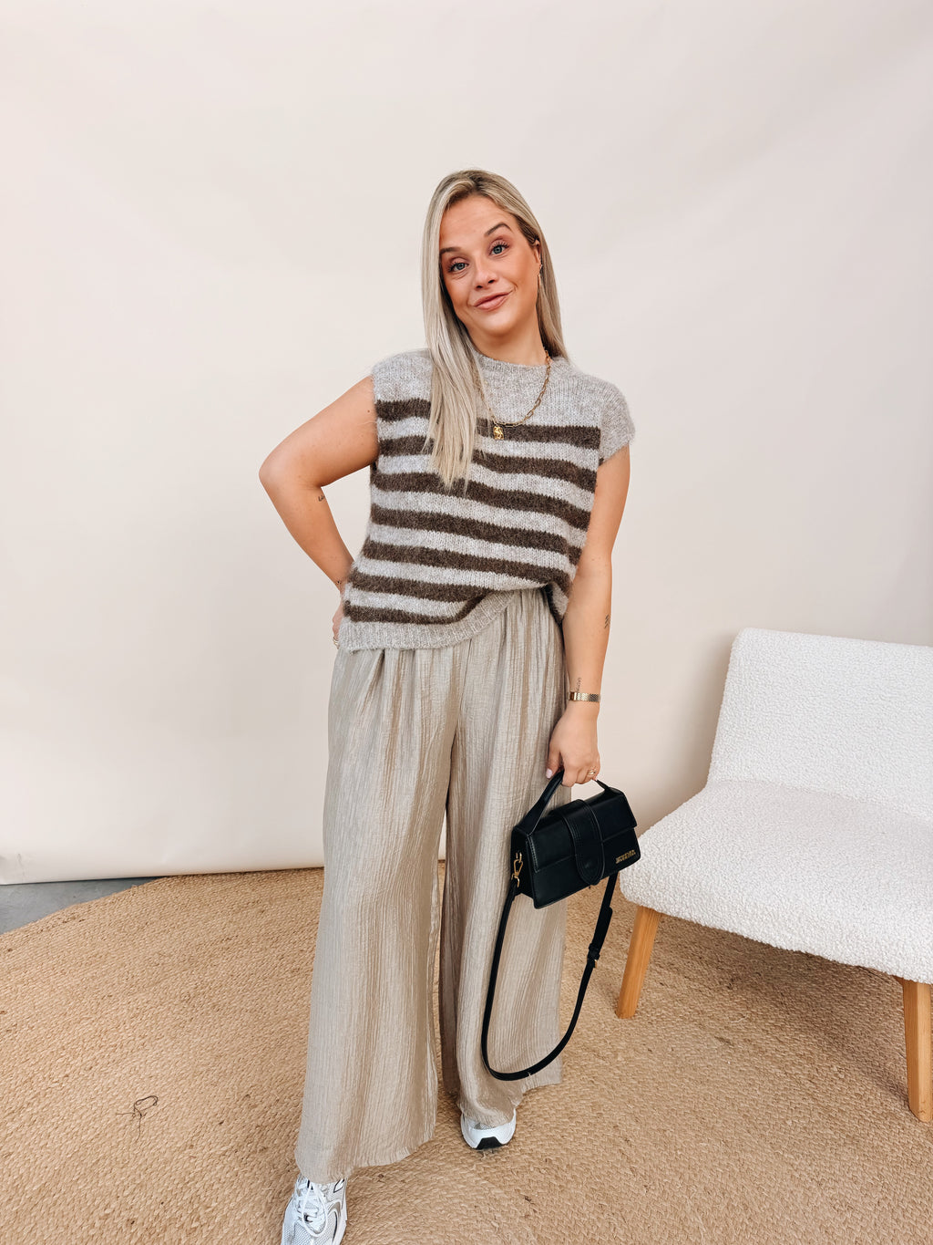 Camille Striped Knit Beige