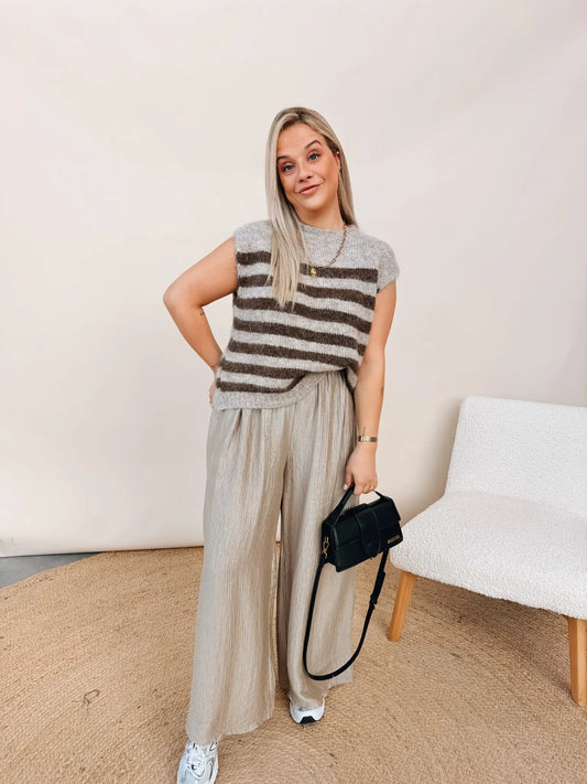 Camille Striped Knit Beige
