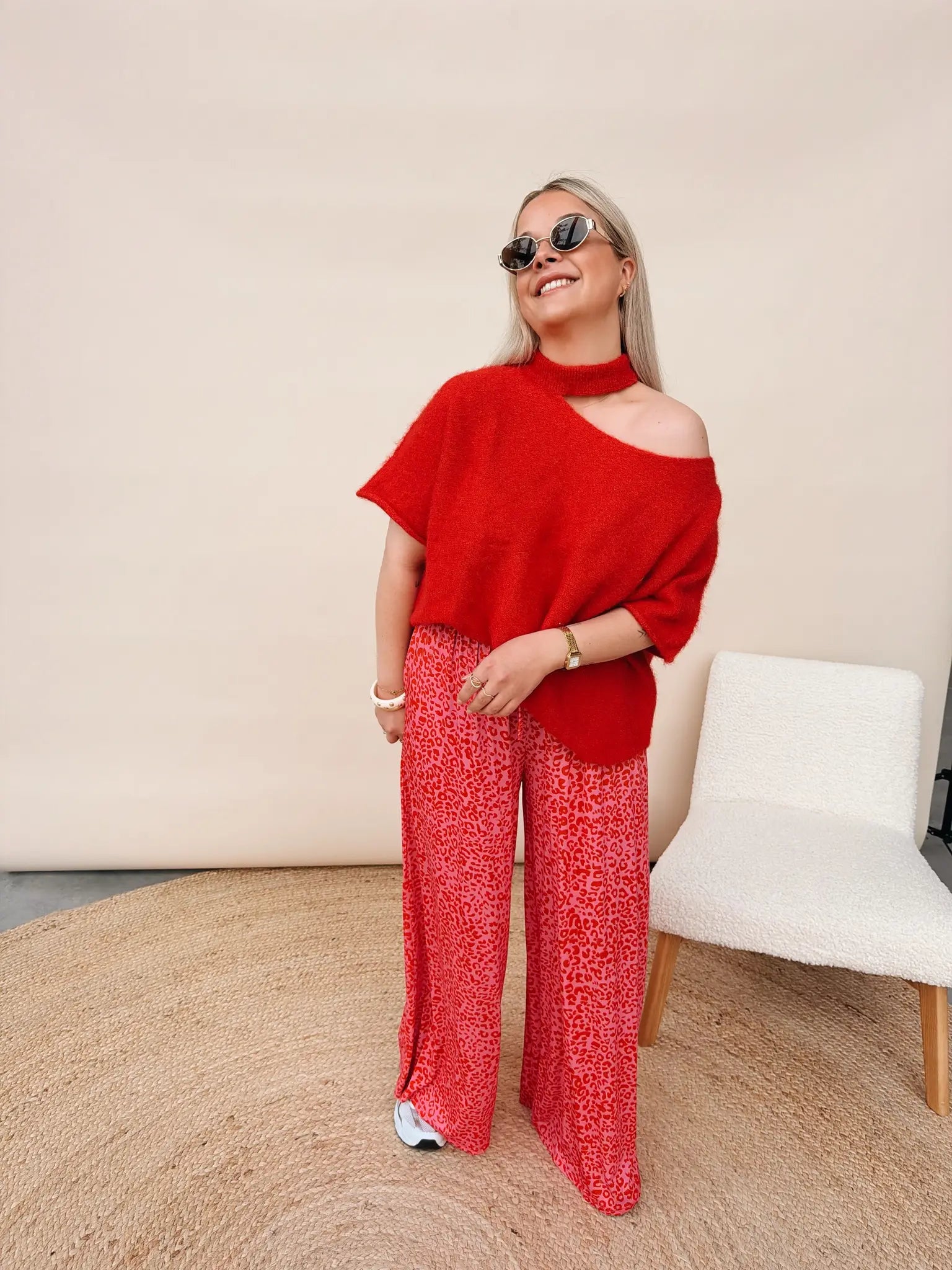 Fien Leopard Pantalon Fuchsia