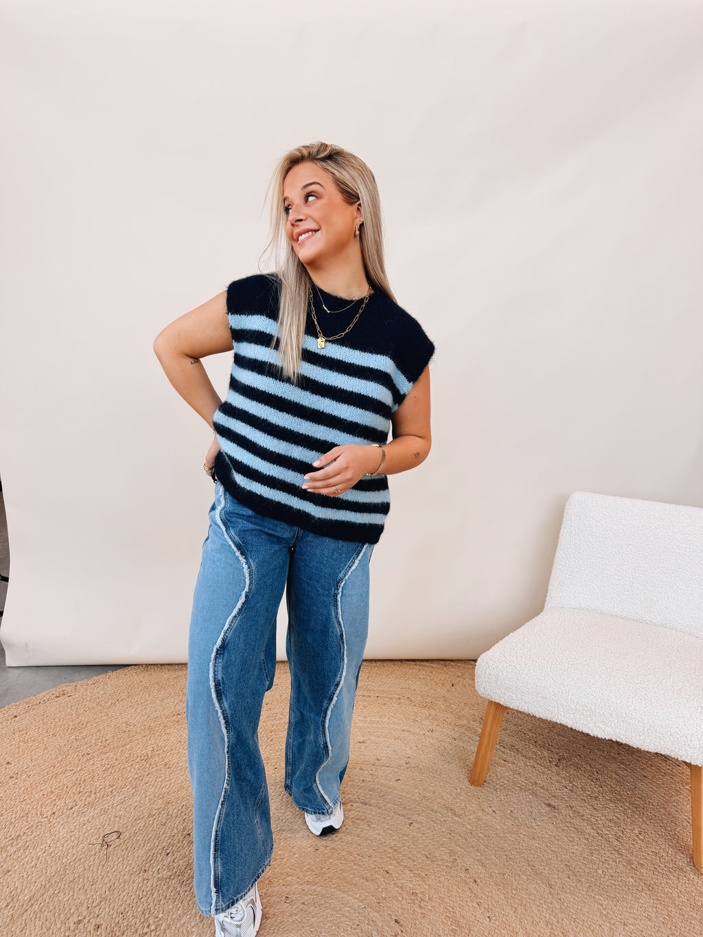 Camille Striped Knit Navy