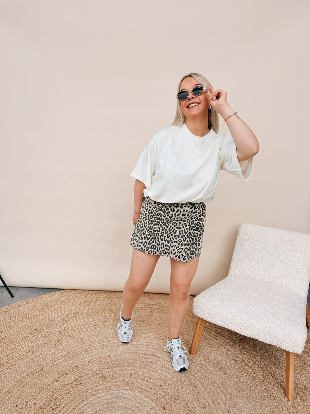 Carina Leopard Jeansskort