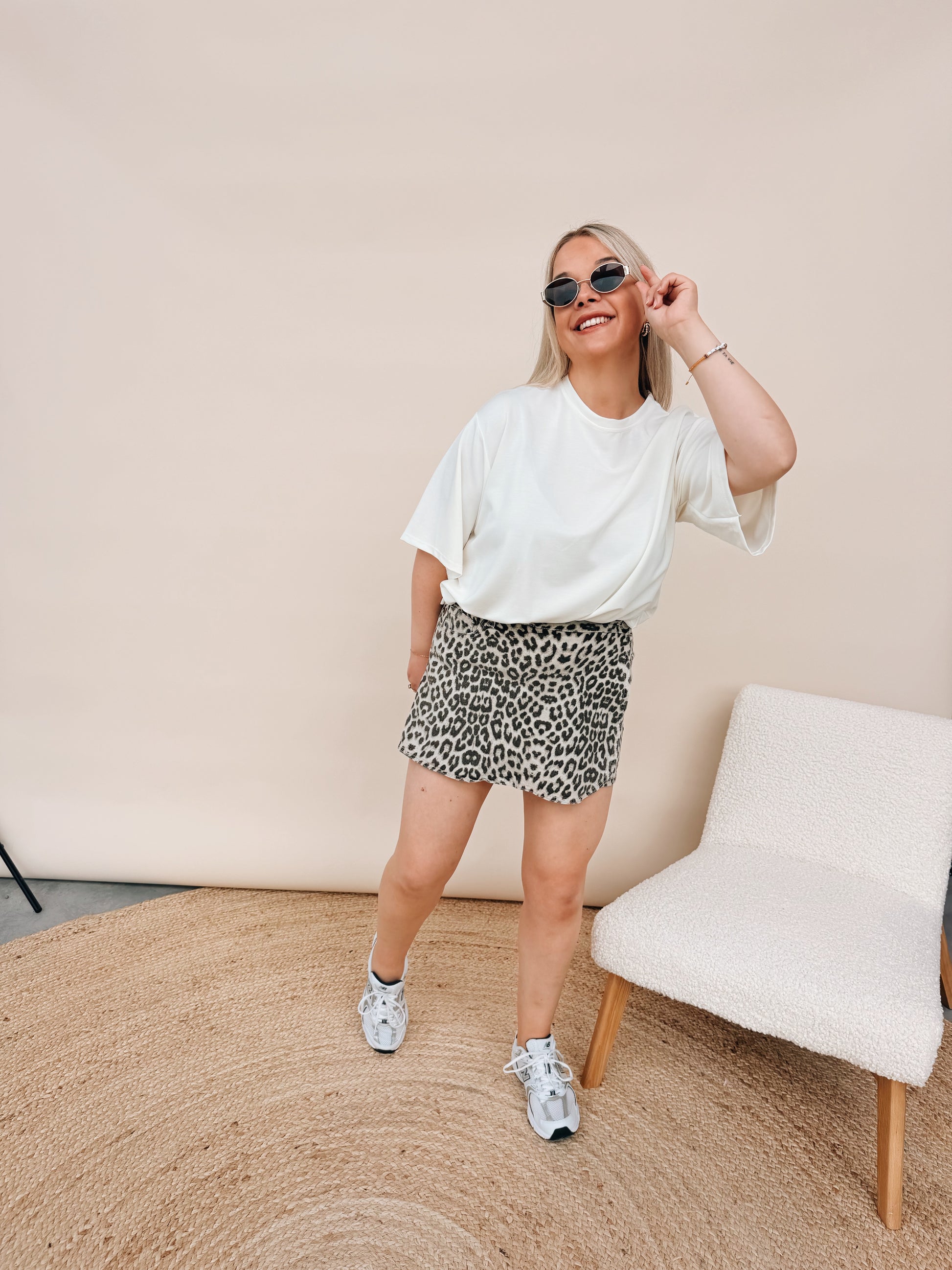 Carina Leopard Jeansskort