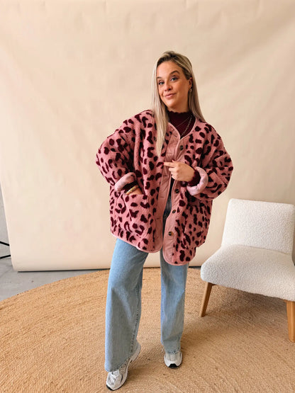 Cato Leopard Jacket Bordeaux/Roze