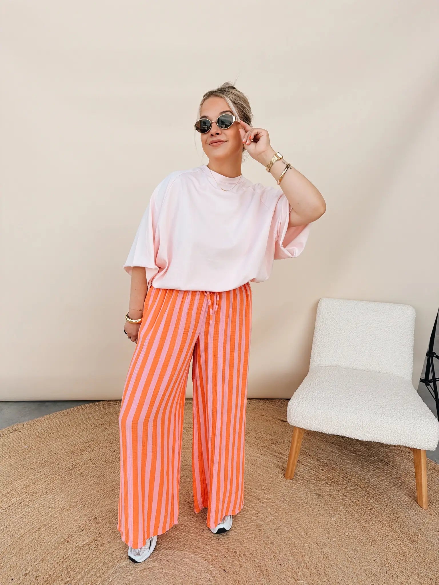 Rosalie Striped Pantalon Oranje