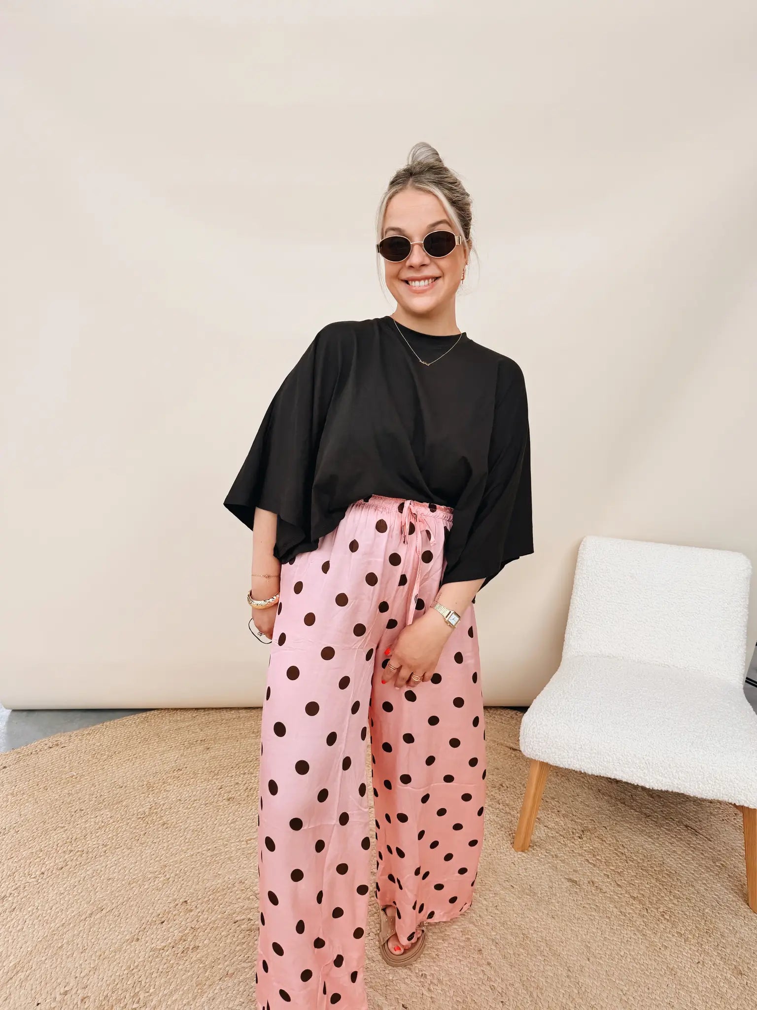 Marilou Dot Pantalon Rose/Choco