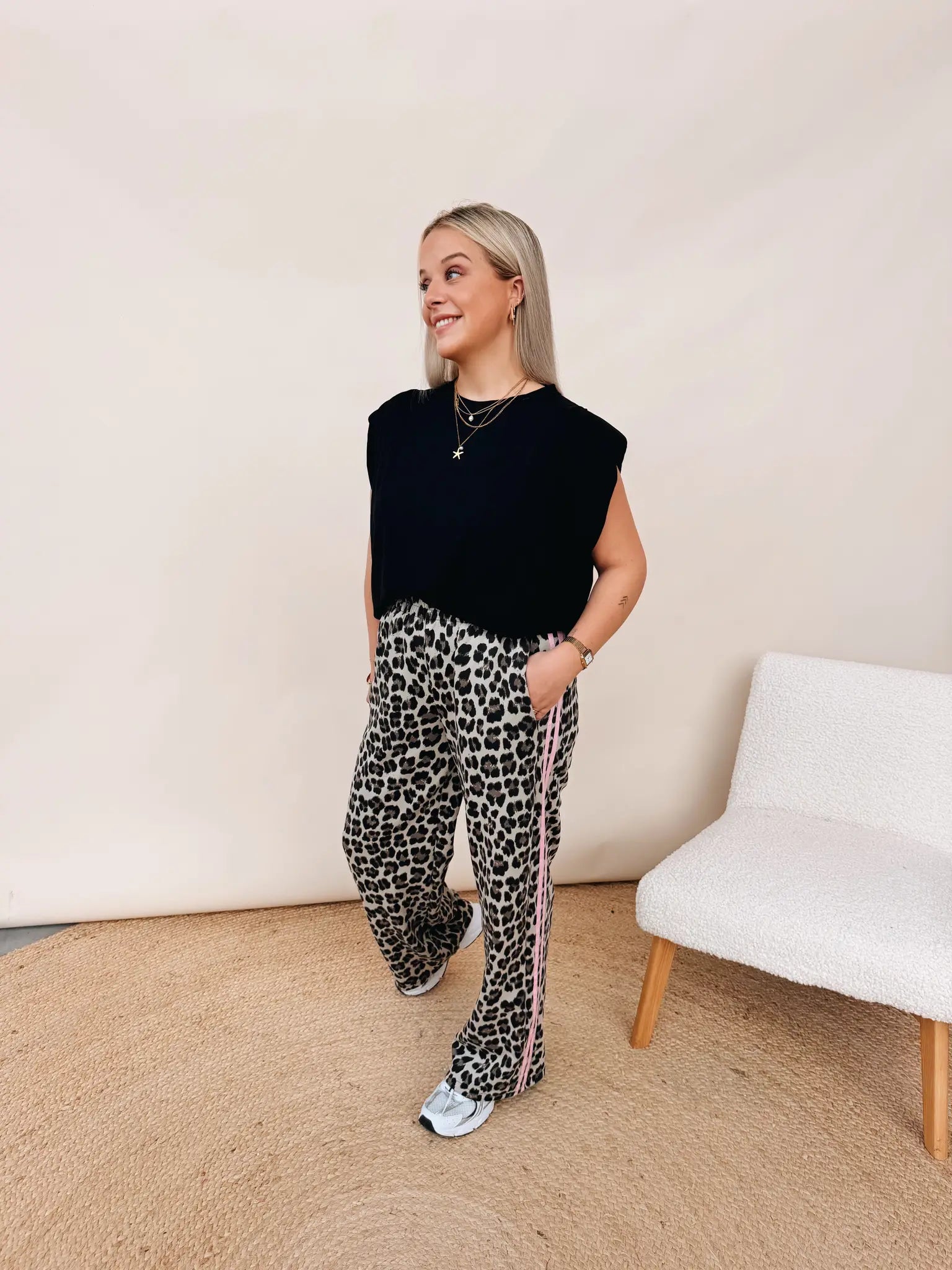 Leopard Pantalon Rose Striped