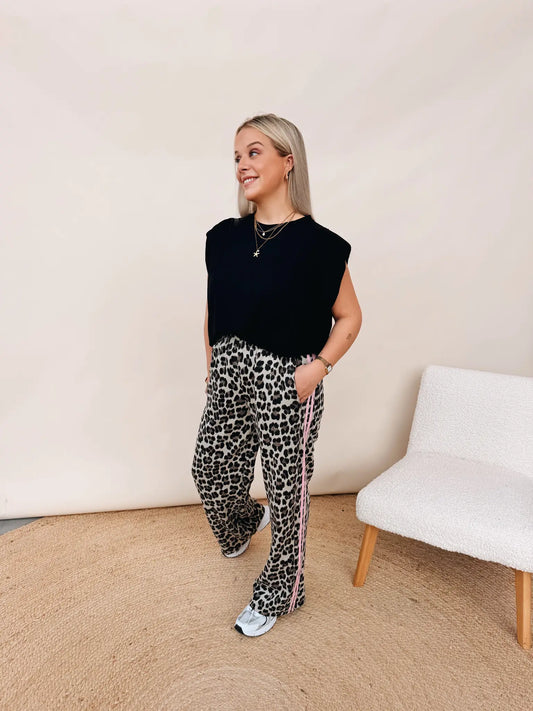 Leopard Pantalon Rose Striped