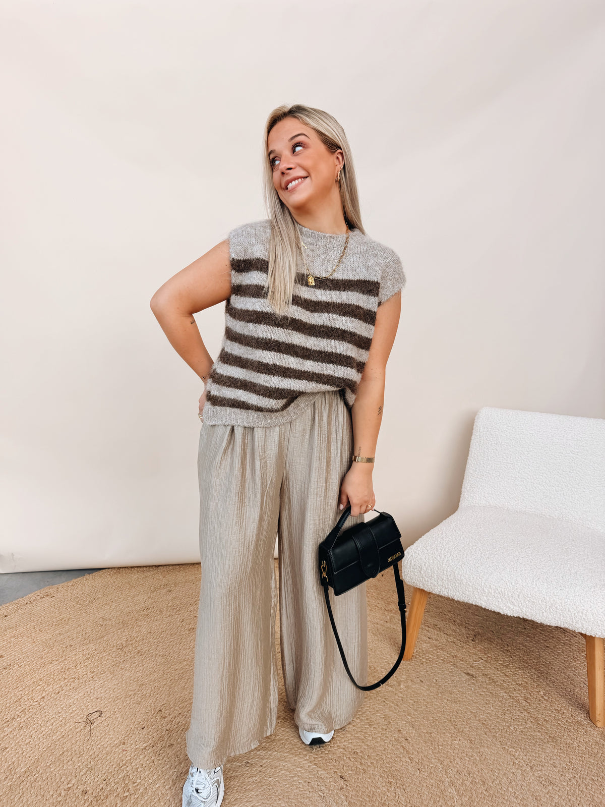 Camille Striped Knit Beige