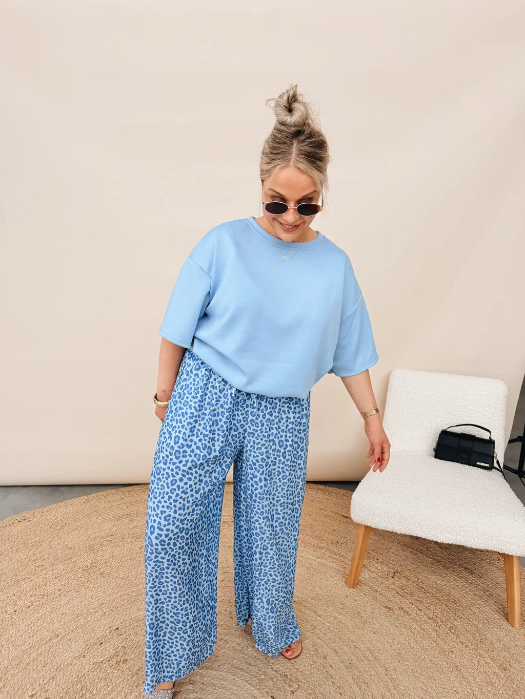 Mireille Leopard Pantalon Blauw