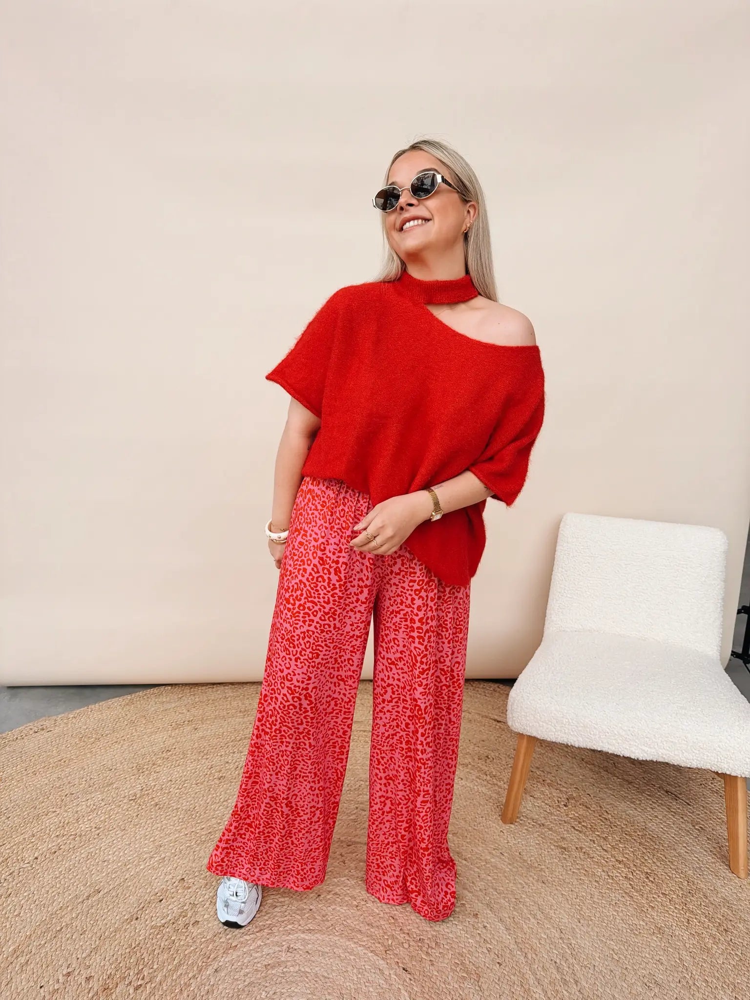 Fien Leopard Pantalon Fuchsia