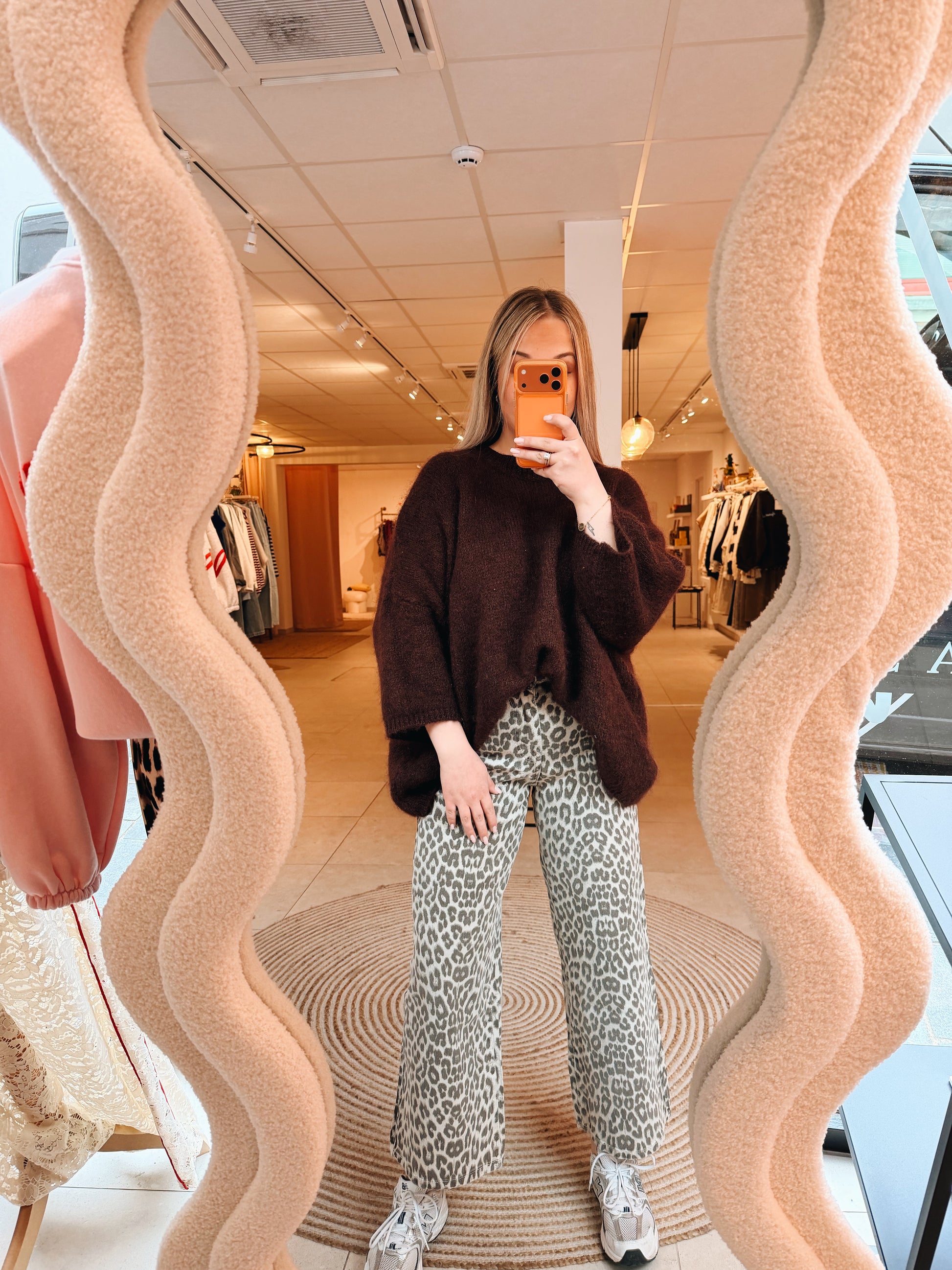 Pepe Wide Leg Cropped Leopard Jeans