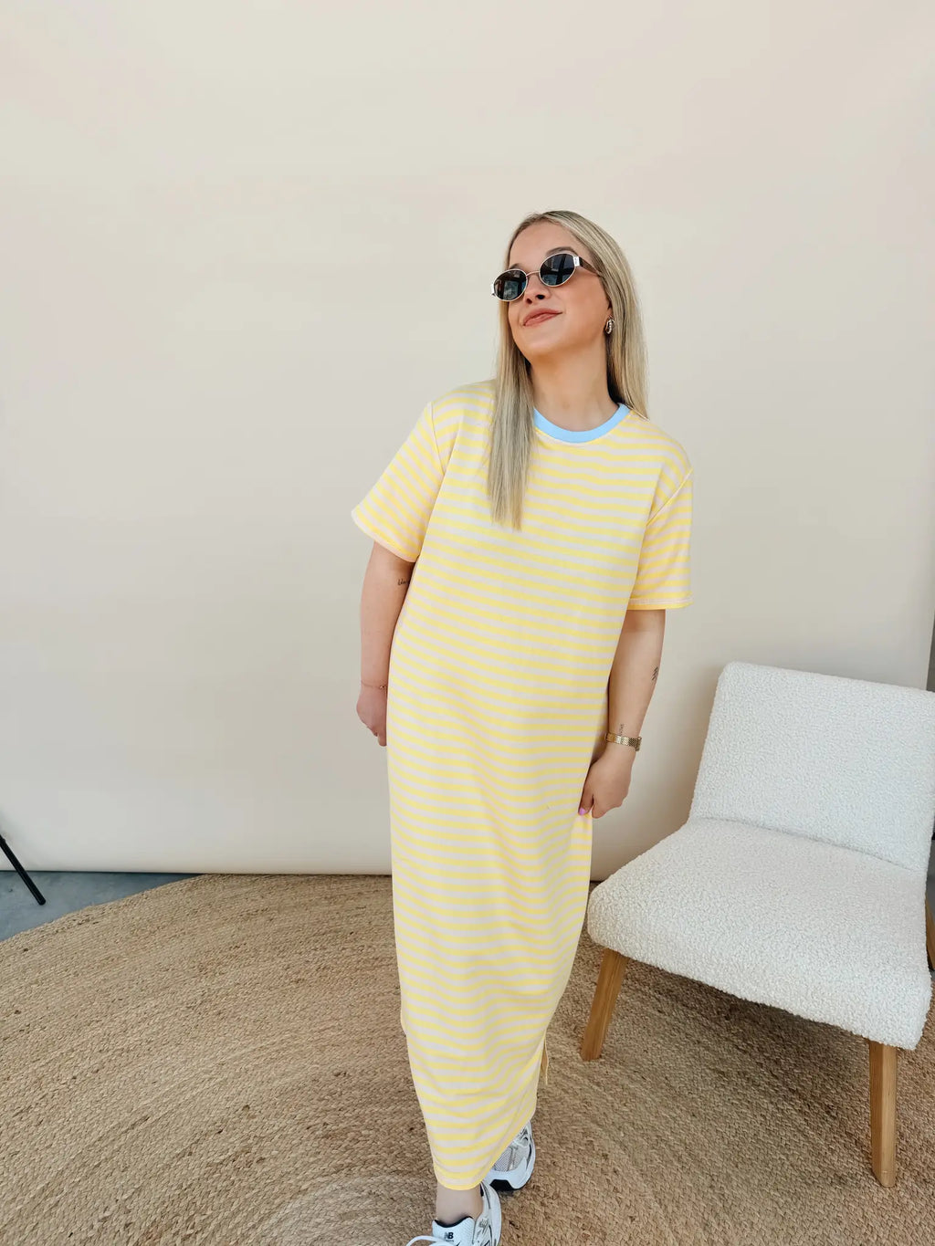 Ines Striped Dress Geel