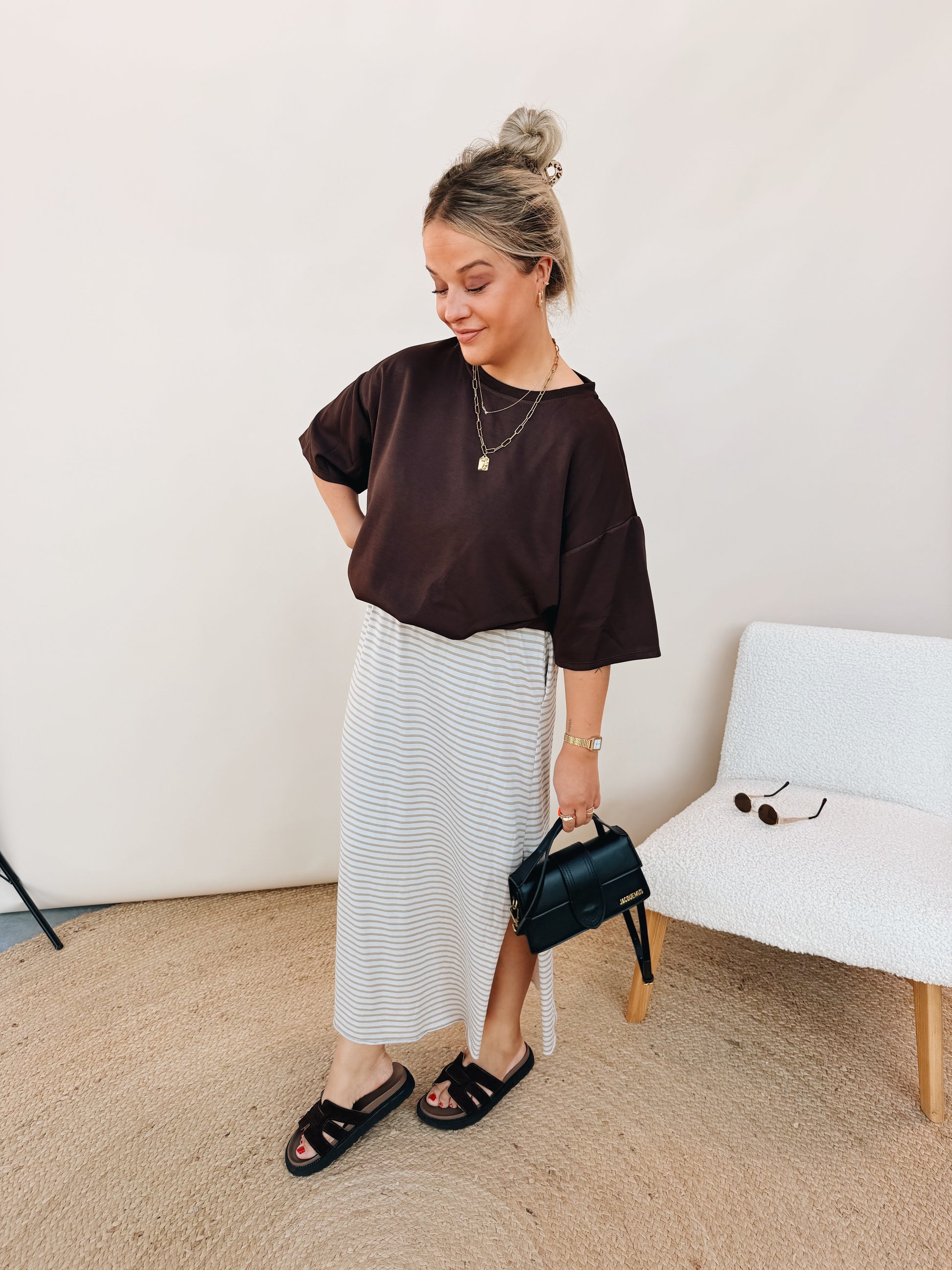 Preza Striped Rok Beige