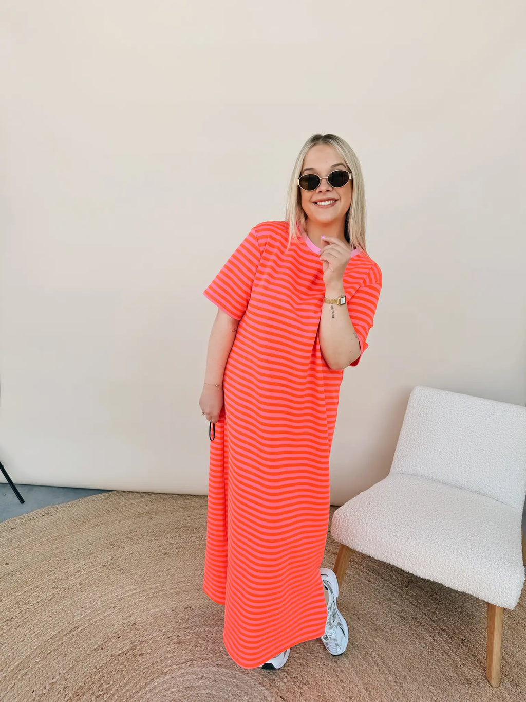 Ines Striped Dress Oranje