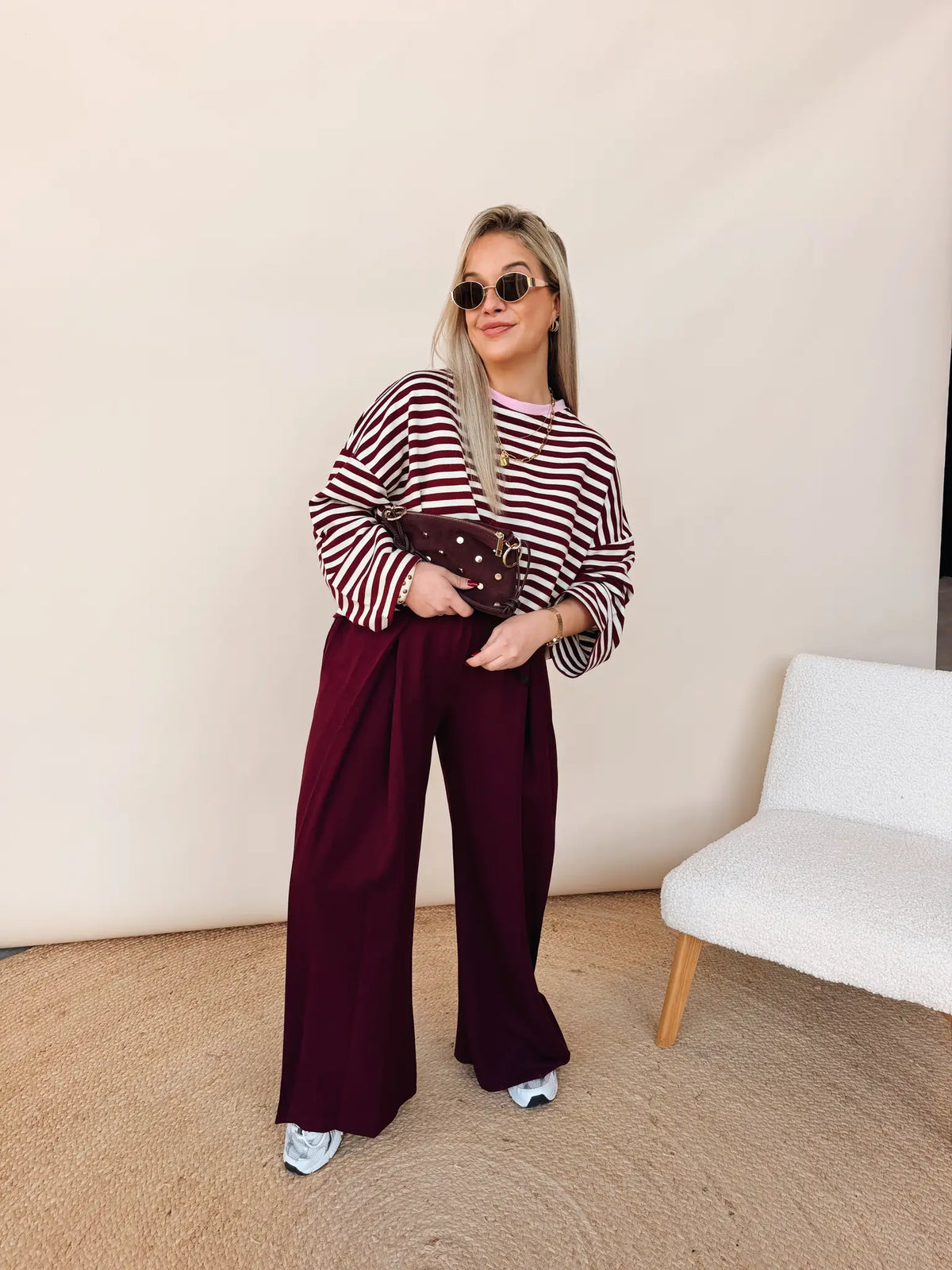 Isabelle Striped Shirt Bordeaux/Roos