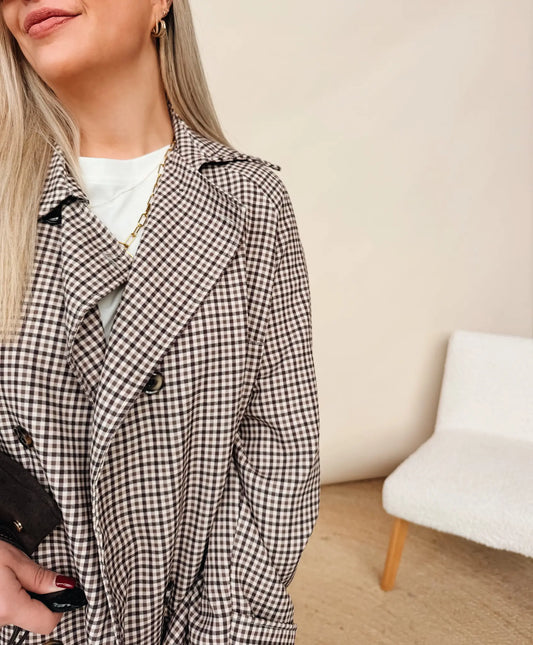 Renée Checkered Jacket Choco