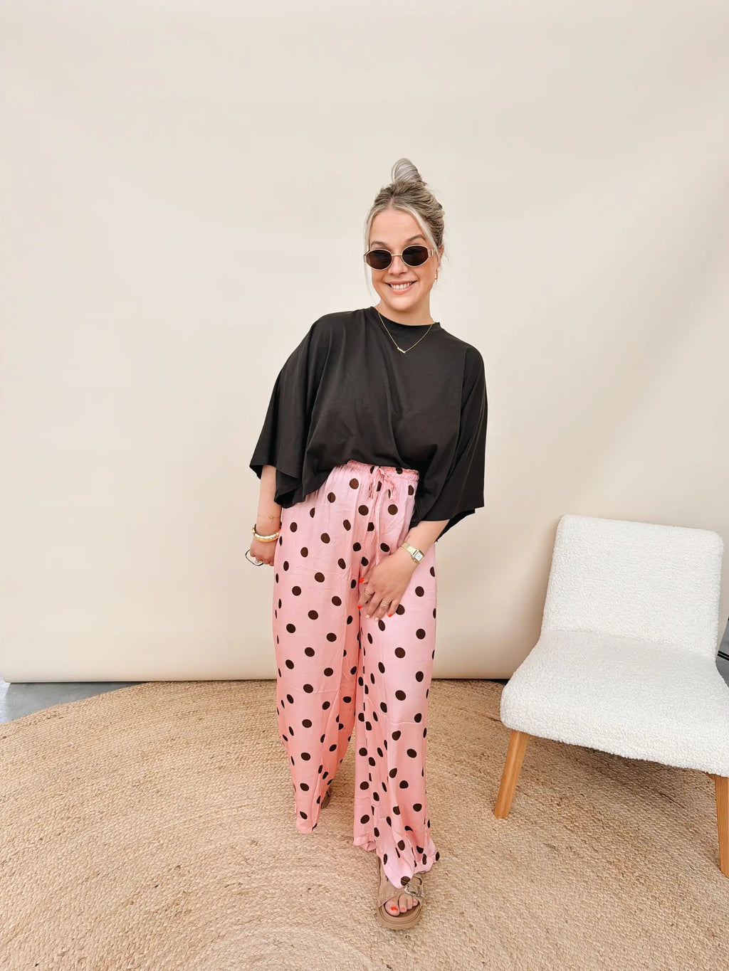 Marilou Dot Pantalon Rose/Choco