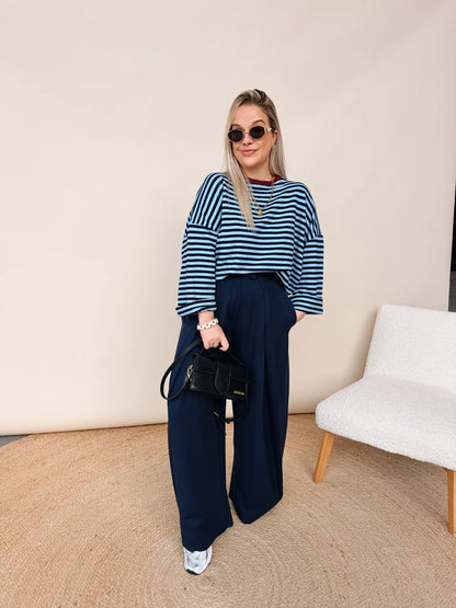 Isabelle Striped Shirt Blauw/Bordeaux