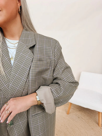 Oversized Blazer Bird Coffee Check