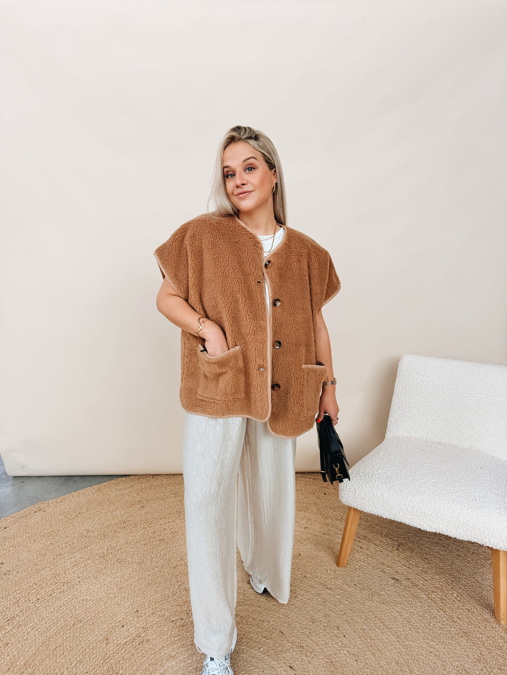 Demi Teddy Gilet Camel