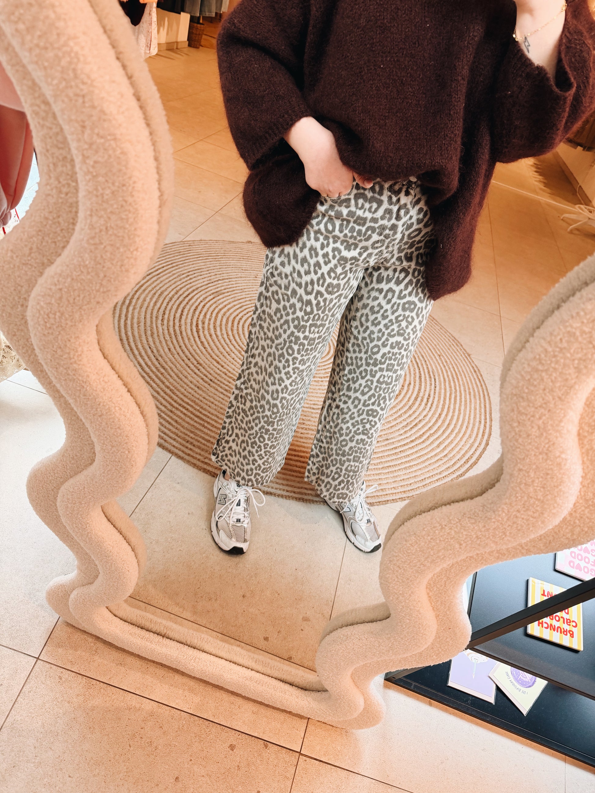 Pepe Wide Leg Cropped Leopard Jeans