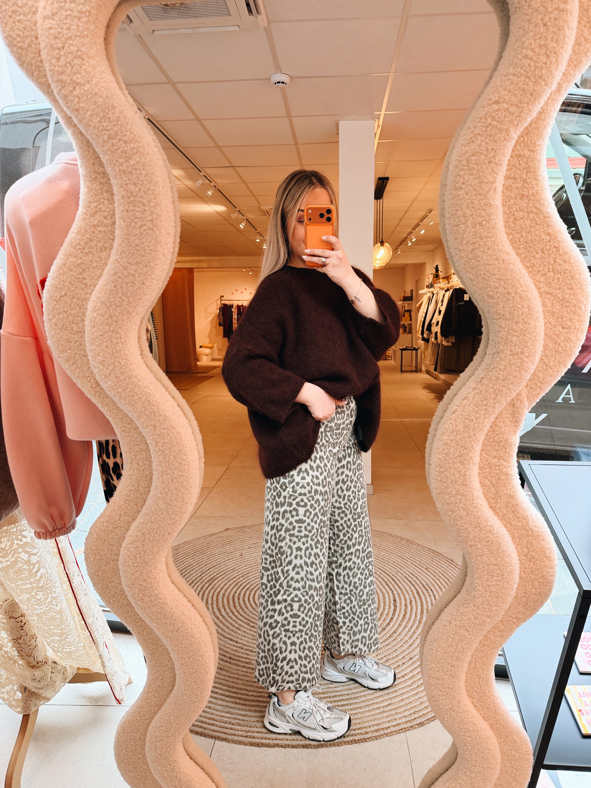 Pepe Wide Leg Cropped Leopard Jeans