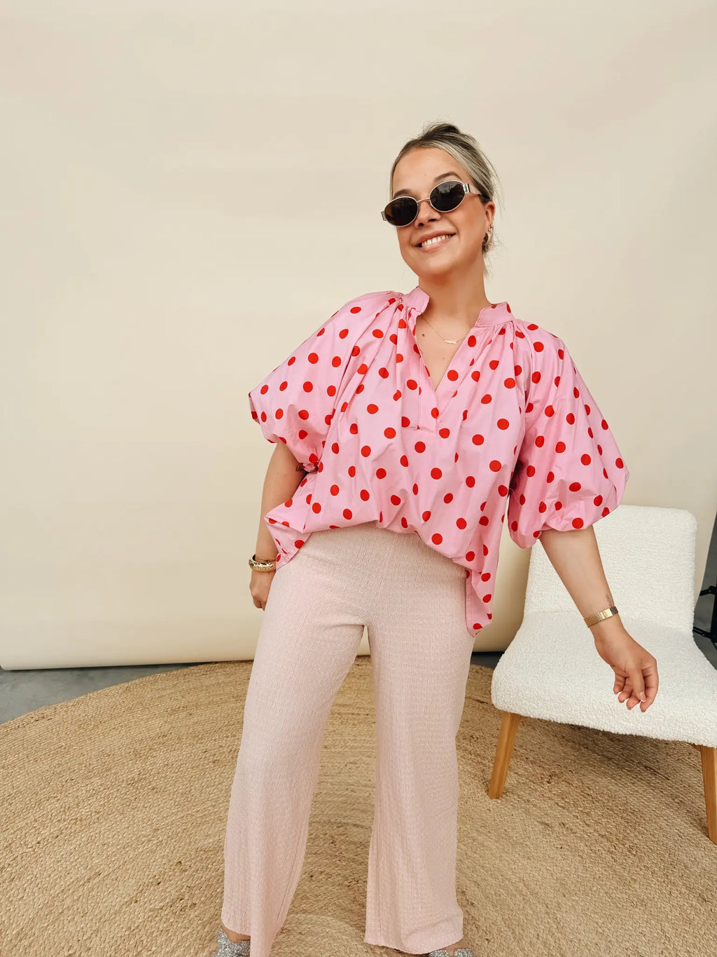 Leonie Dot Top Rose/Rood