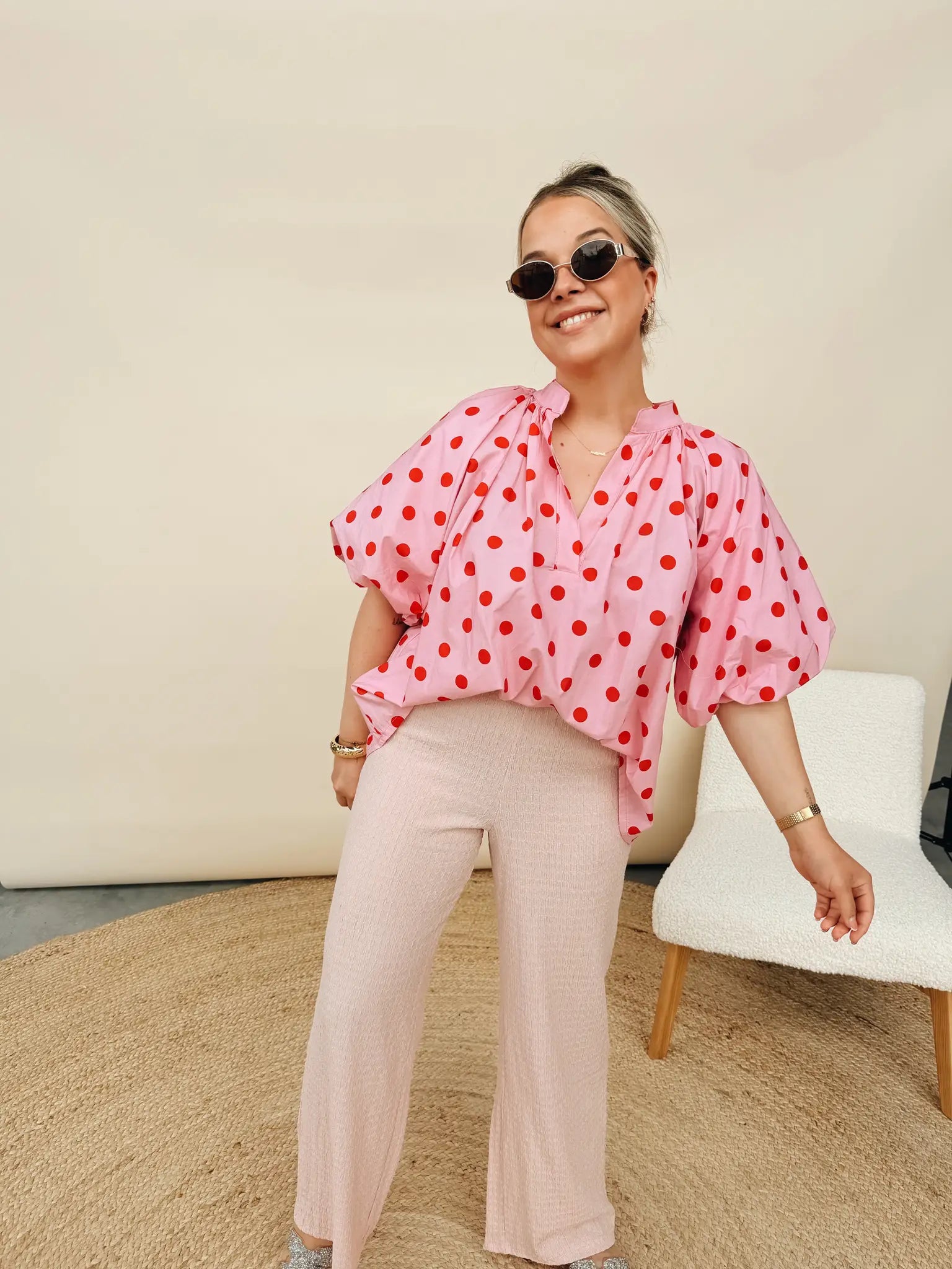 Leonie Dot Top Rose/Rood