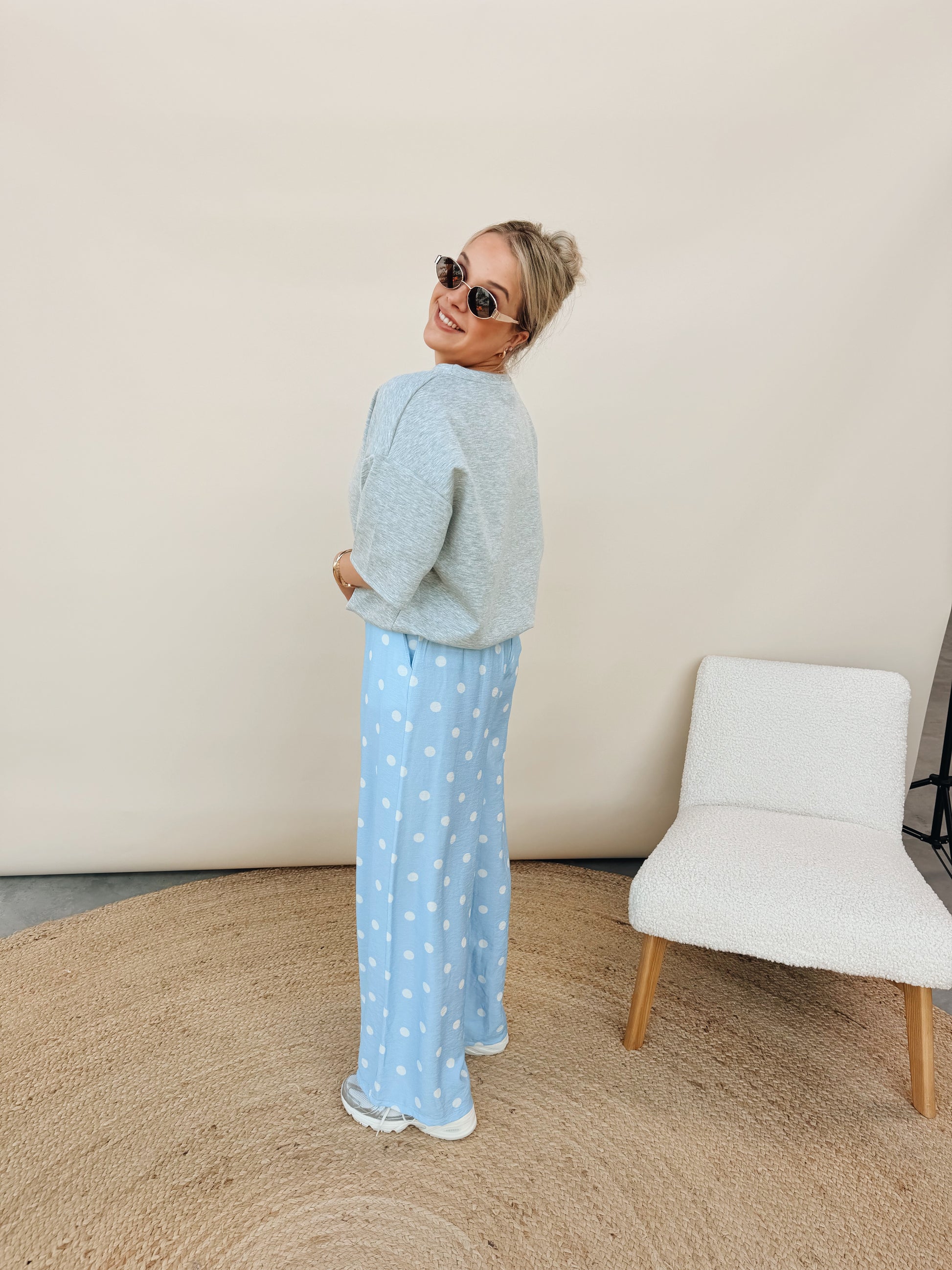 Celeste Dot Pantalon Babyblauw