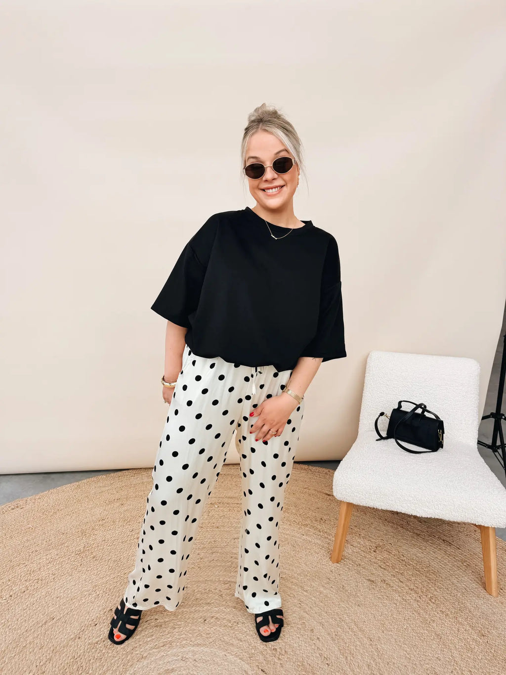 Féline Dot Pantalon Ecru
