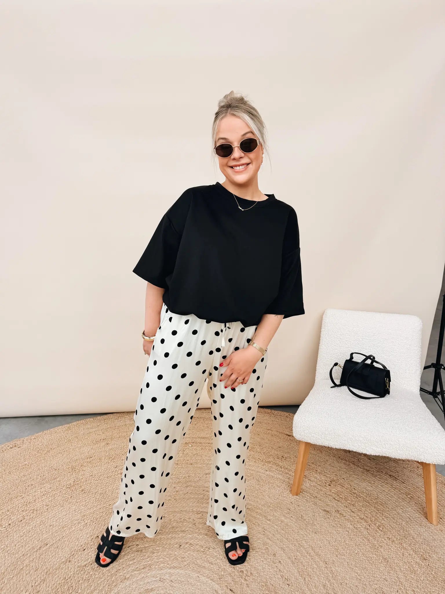 Féline Dot Pantalon Ecru