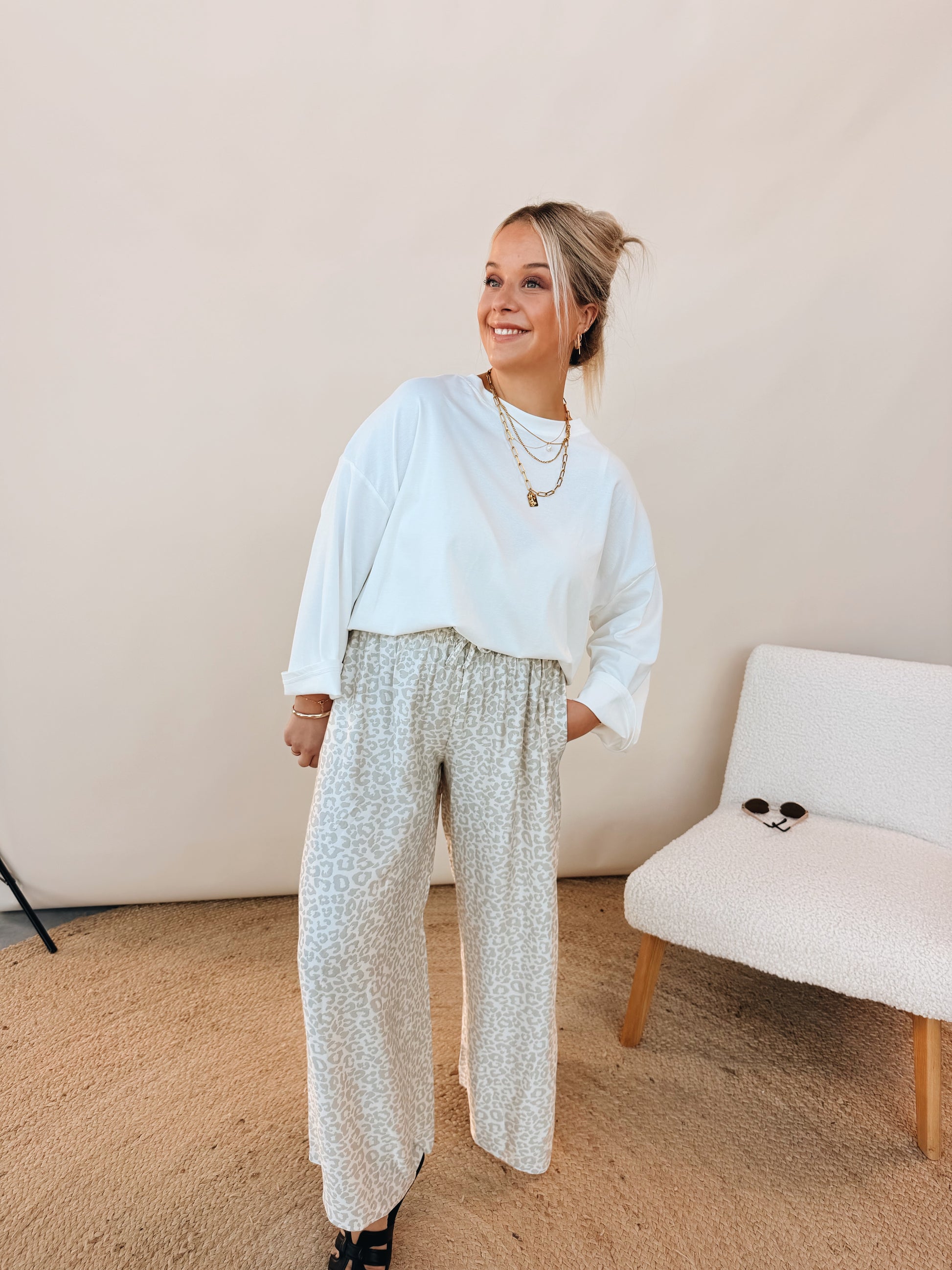 Florence Leopard Pantalon Grijs
