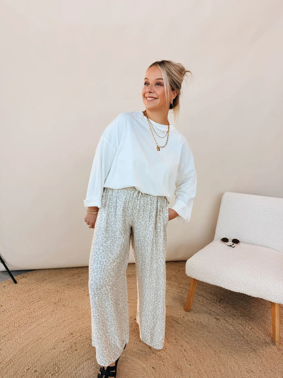 Florence Leopard Pantalon Grijs